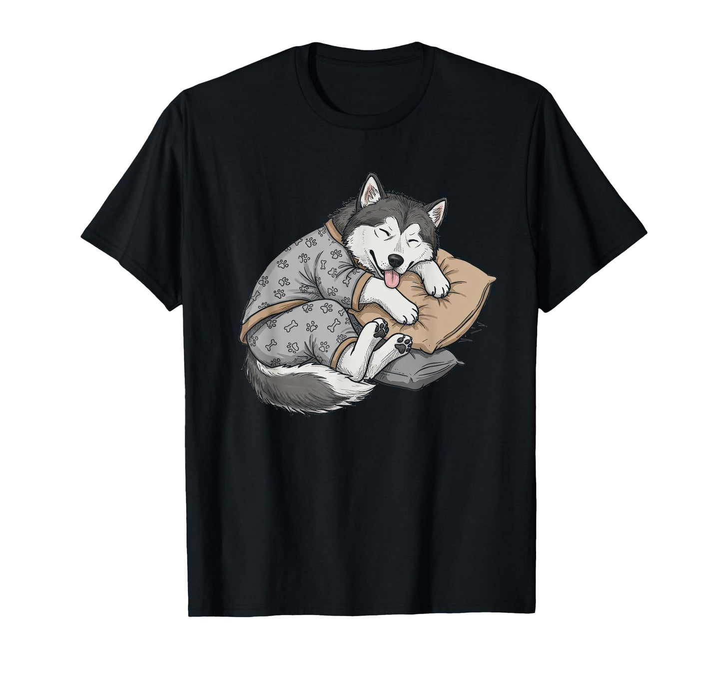 Funny Sleepy Alaskan Malamute Pajama Men Women Kids T-Shirt