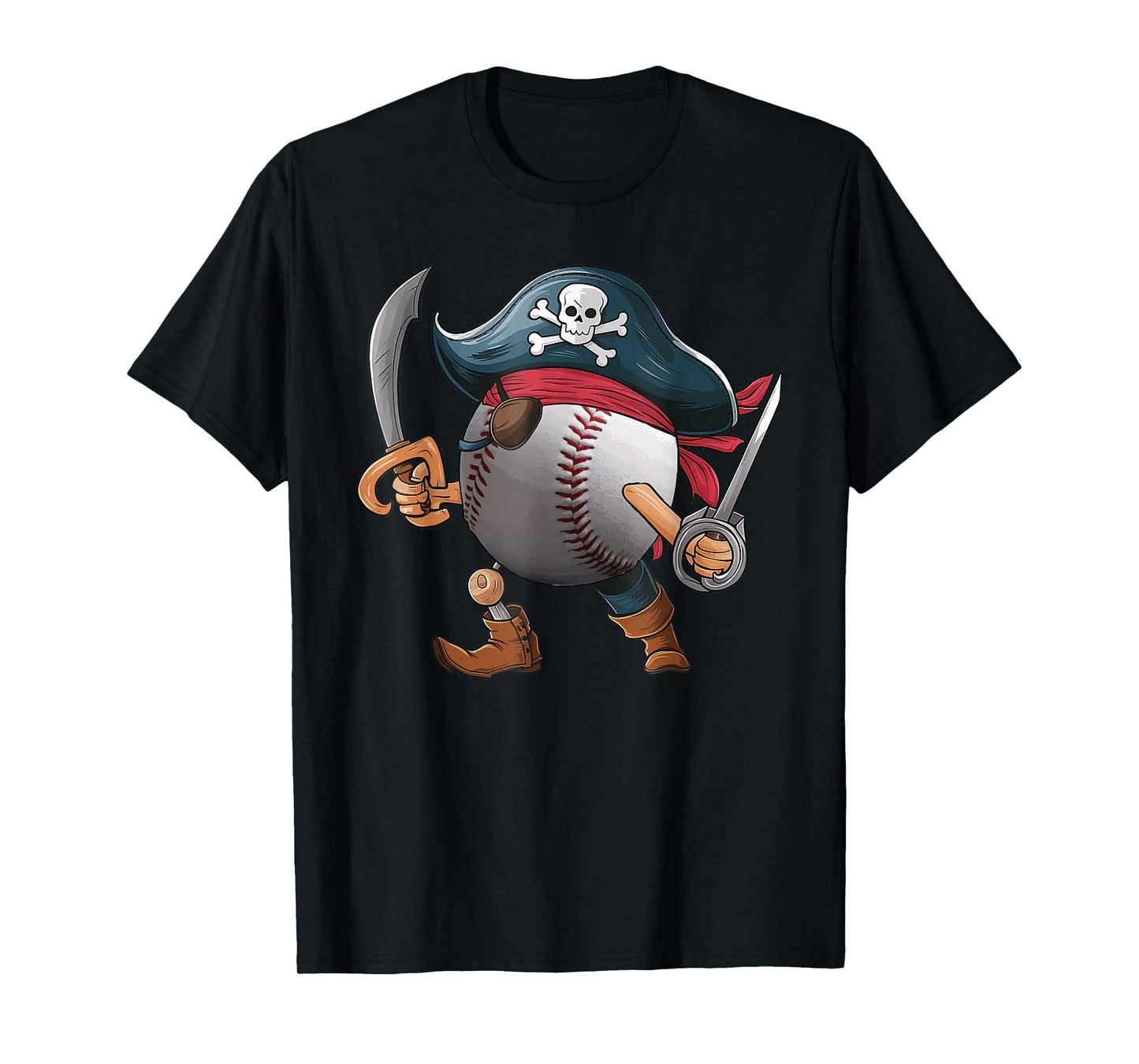 Baseball Pirate Ball Costume Funny Crossbones Skull Skeleton T-Shirt