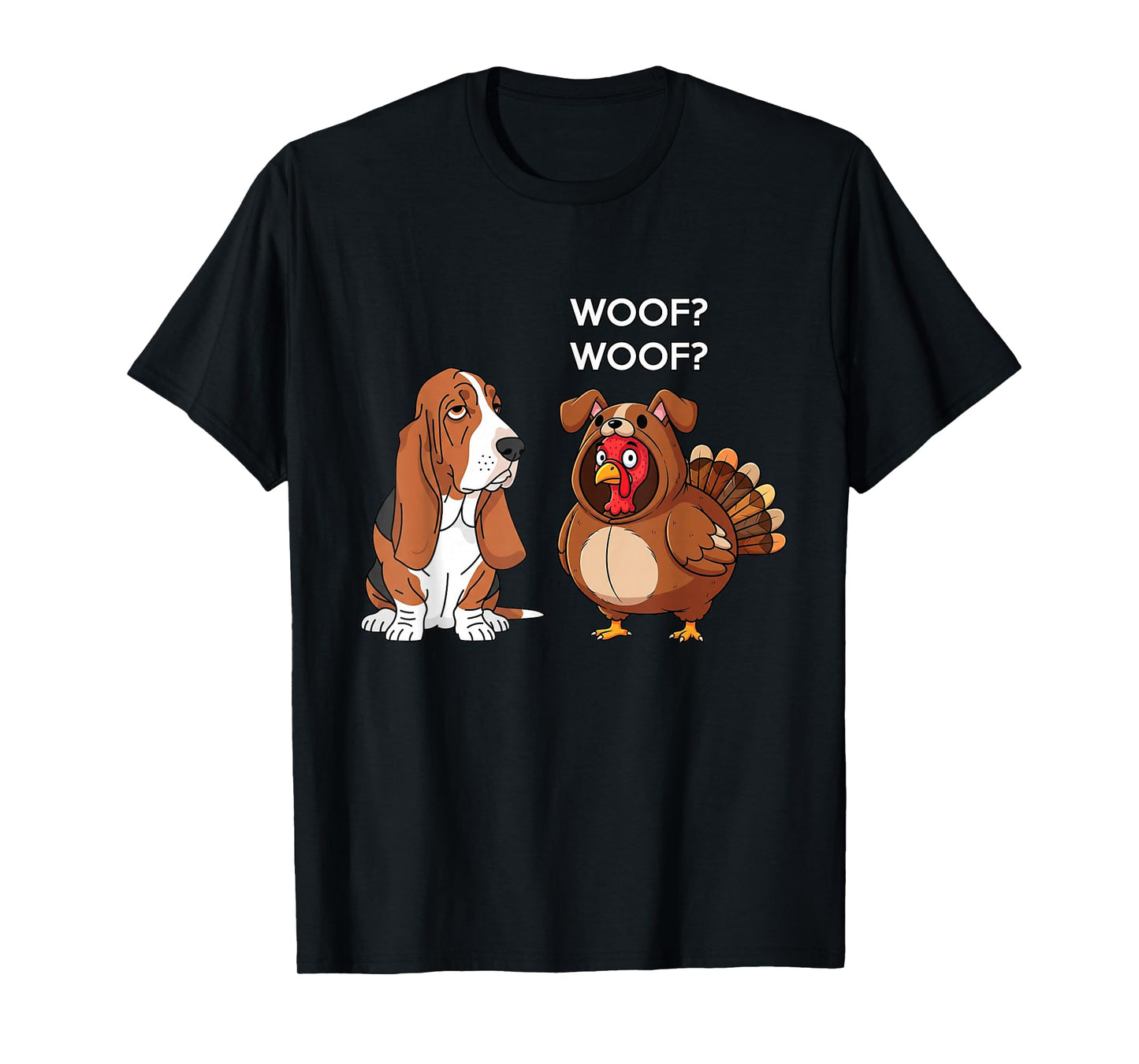 Funny Thanksgiving Basset Hound and Turkey T-Shirt