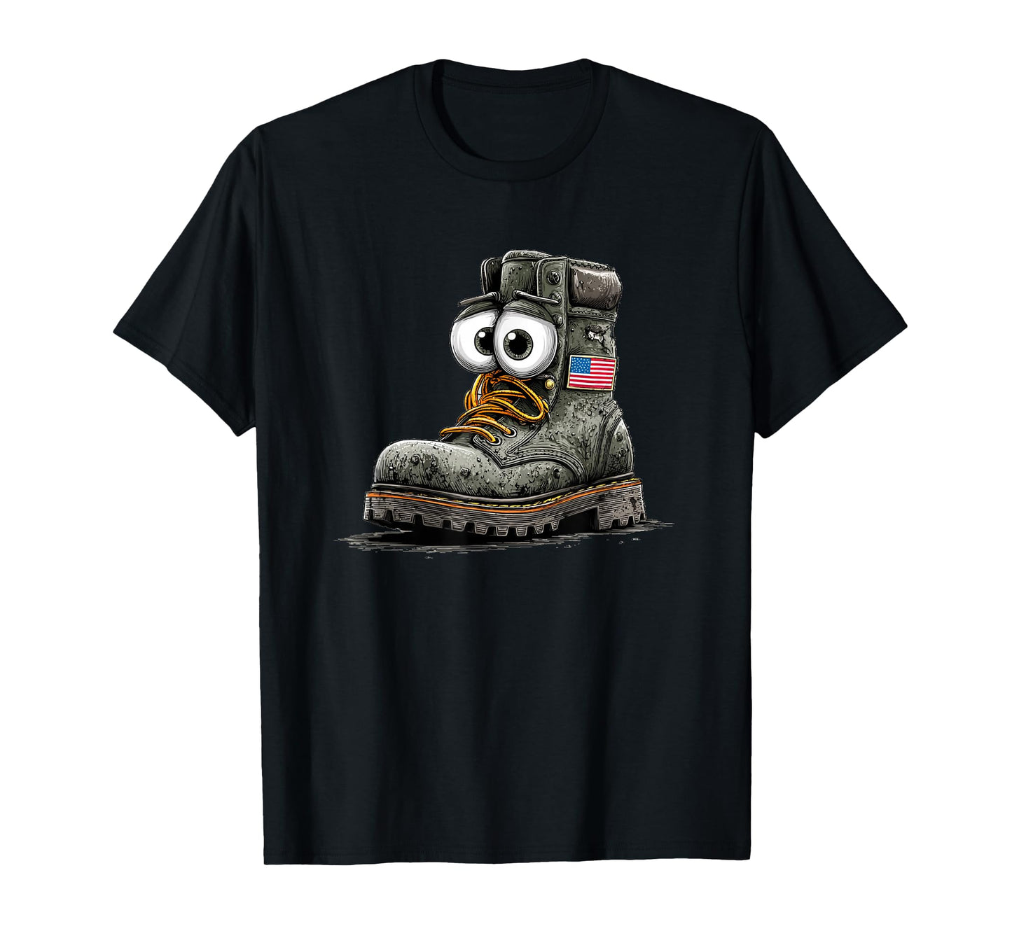 Cool US Shoes in Shoe Store Graphic with Patriotic Flag T-Shirt