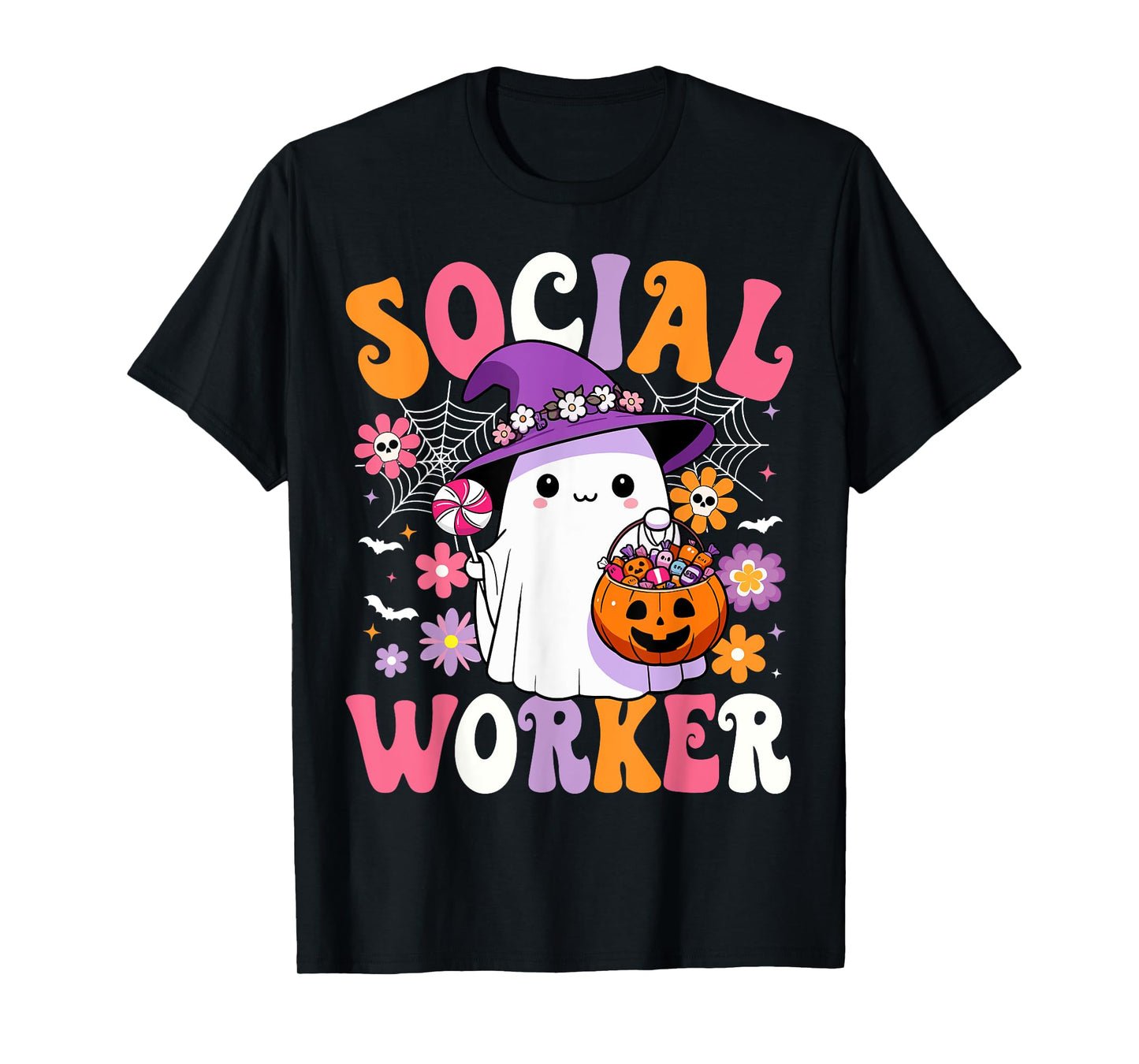 Halloween Social Worker Ghost Cute Social Worker Halloween T-Shirt