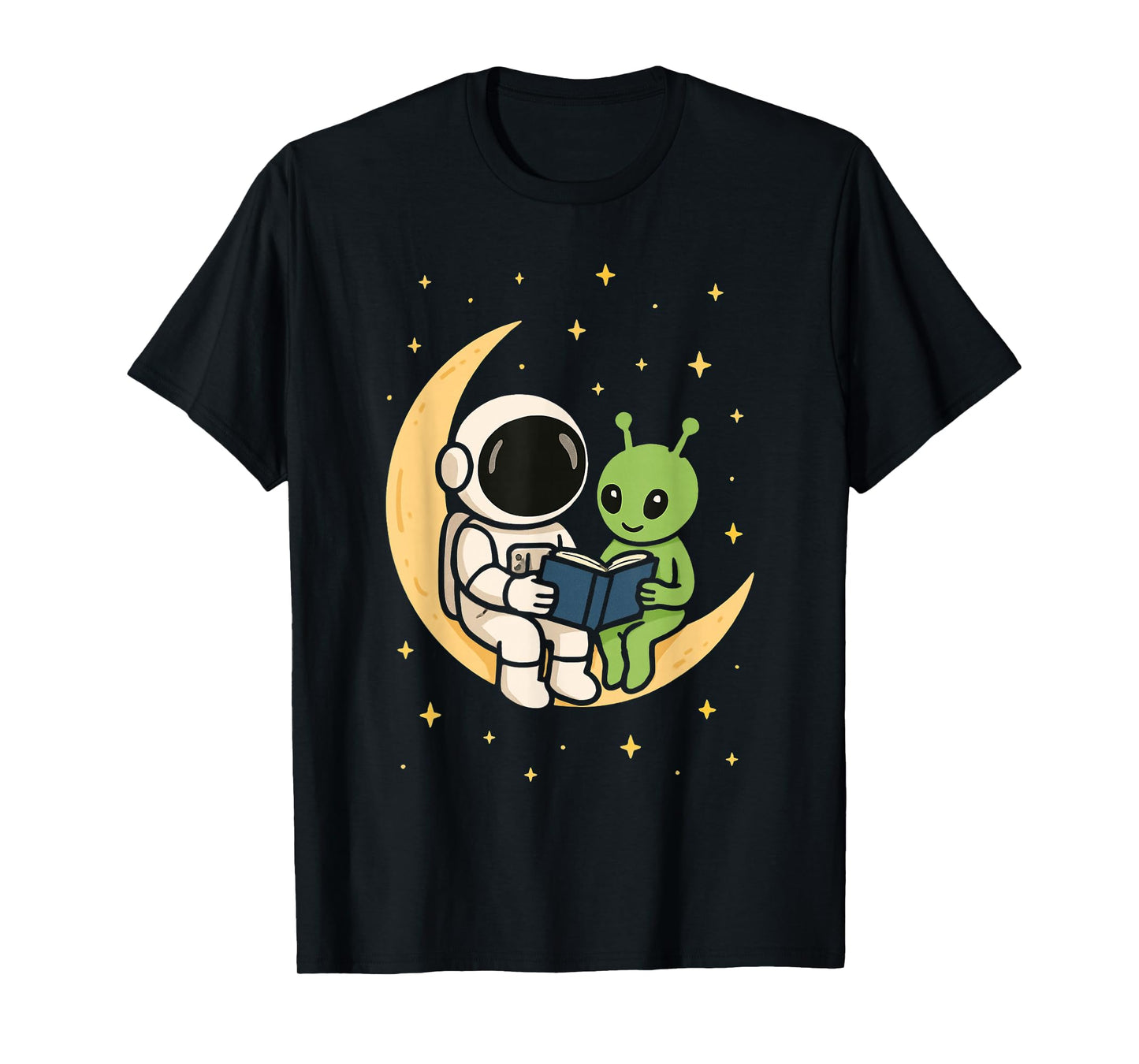 Reading Astronaut Alien Moon Cosmic Bookworm Space Explorer T-Shirt