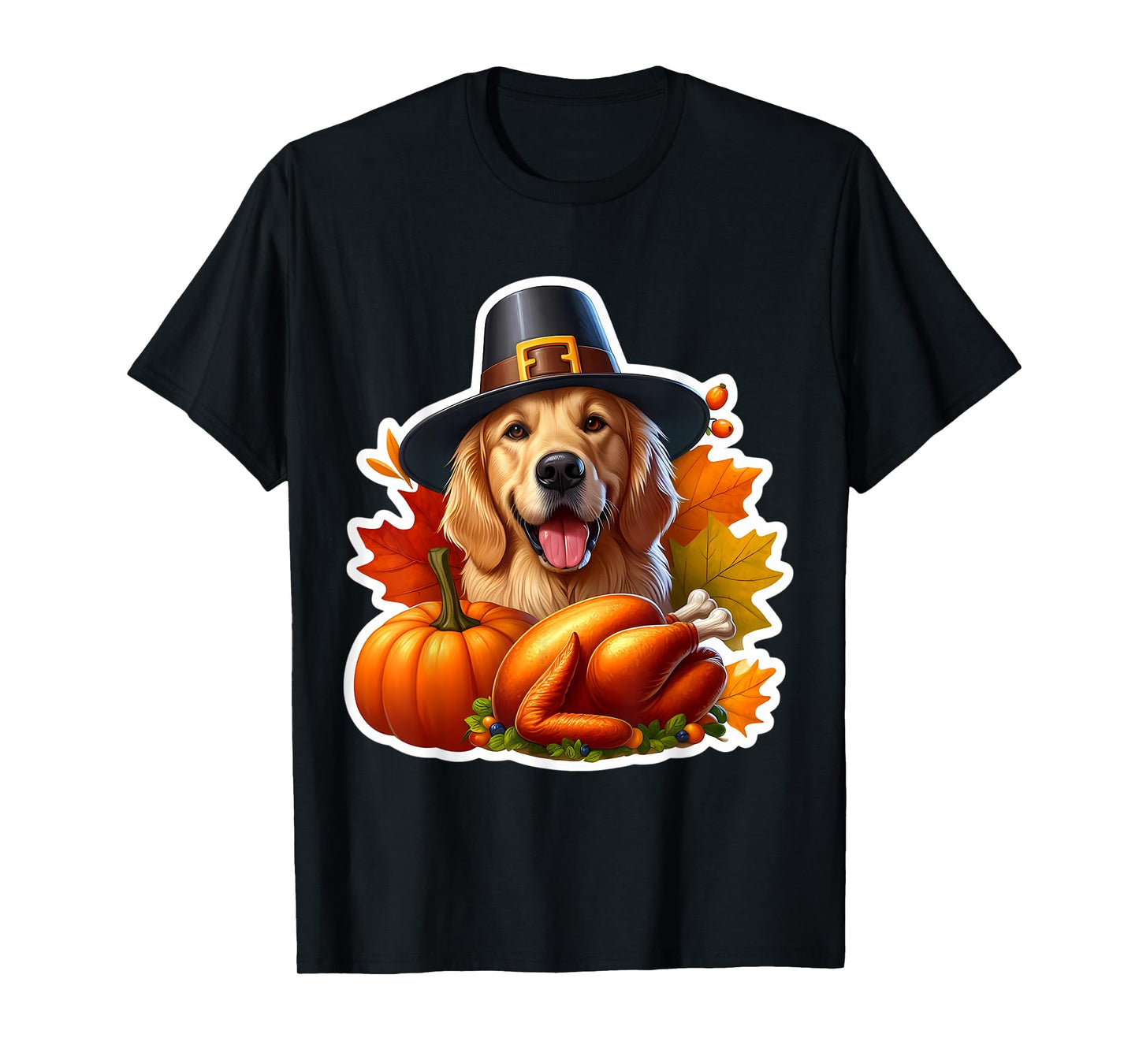 Thanksgiving Golden Retriever Dog Owner Lover Funny Turkey T-Shirt