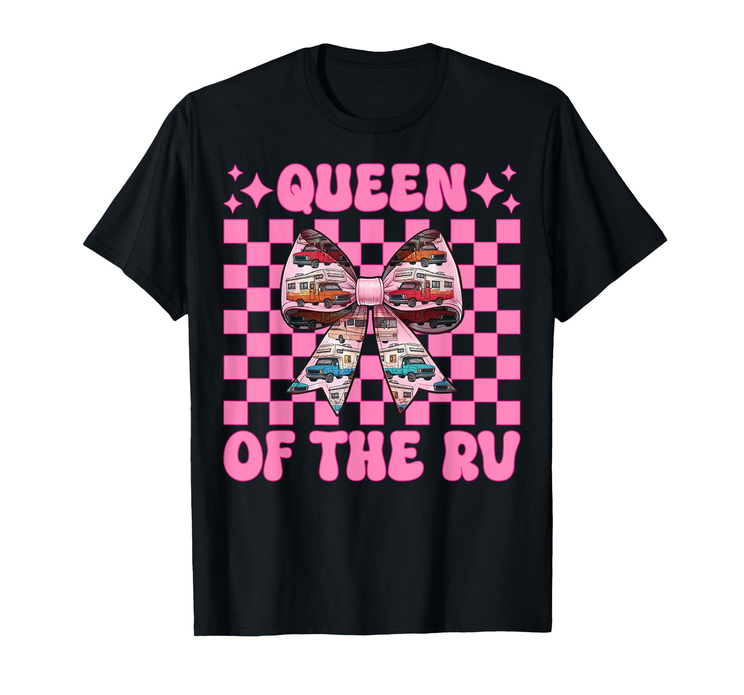 Queen of The Rv Camping Camper Motorhome Girl Mom Coquette T-Shirt