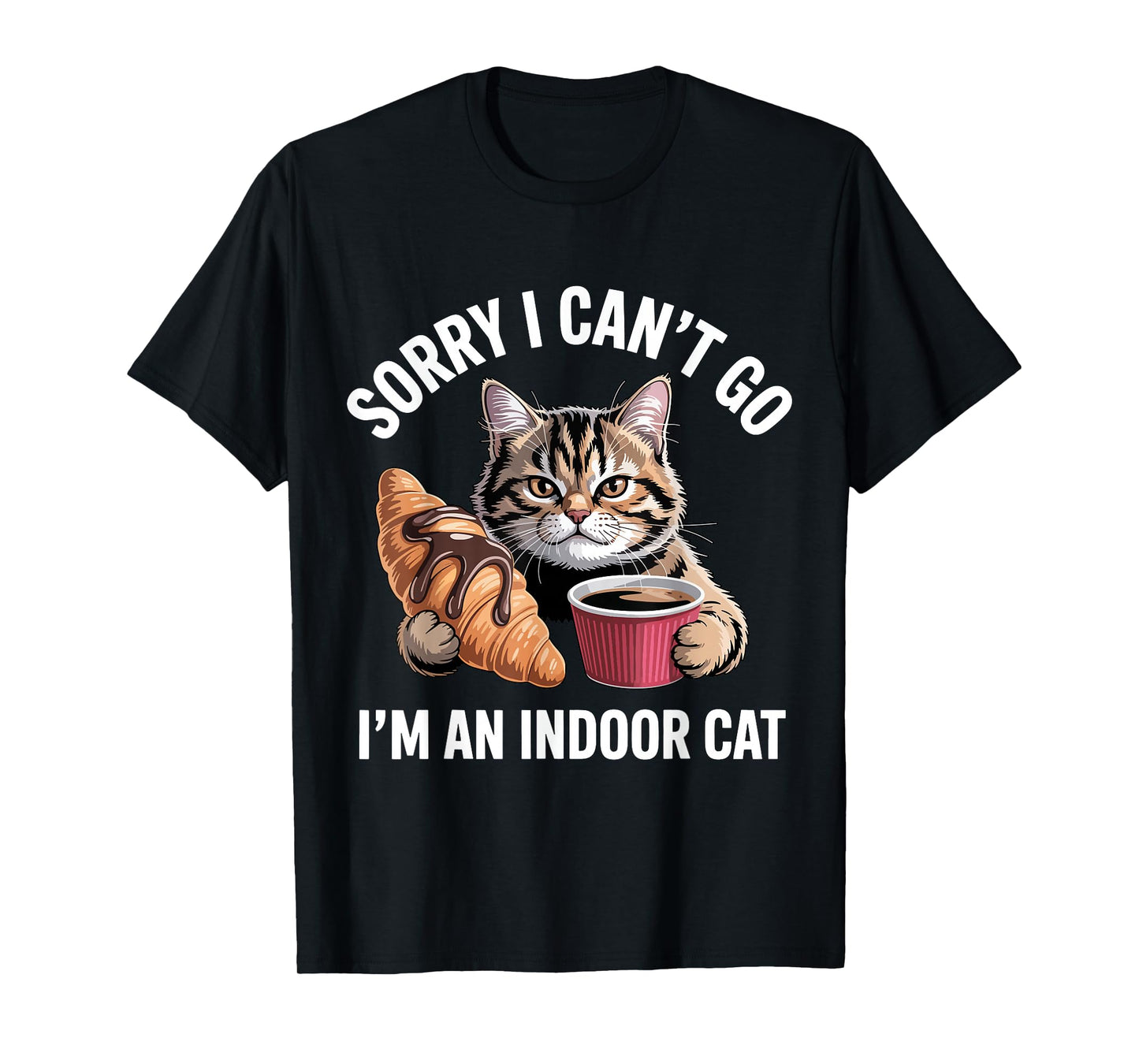 Sorry I Can't Go I'm an Indoor Cat Eating Bread Funny T-Shirt