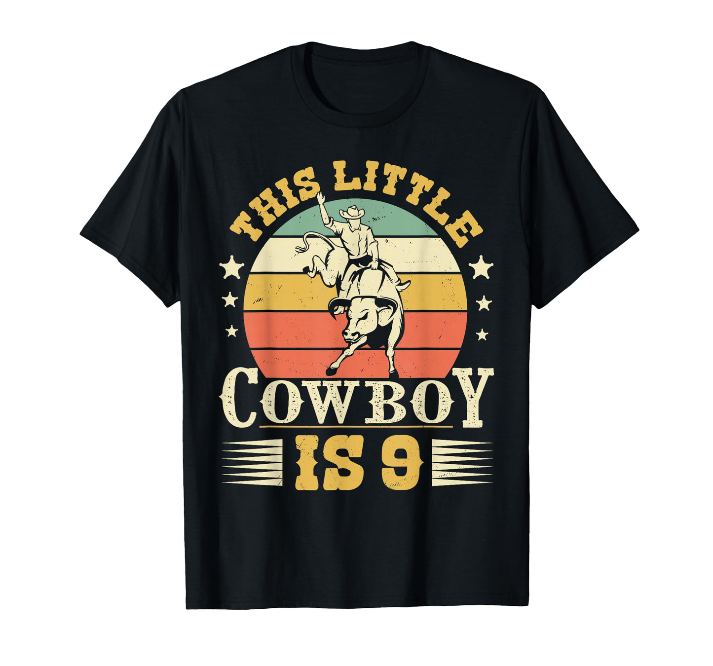 This Little Cowboy Is 9 Western Country Rodeo 9th Birthday T-Shirt