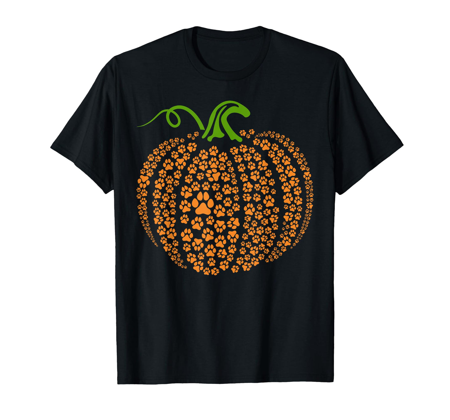 Dog Paw Print Pumpkin Autumn Fall Animal Lover Halloween T-Shirt for Men Women Kids