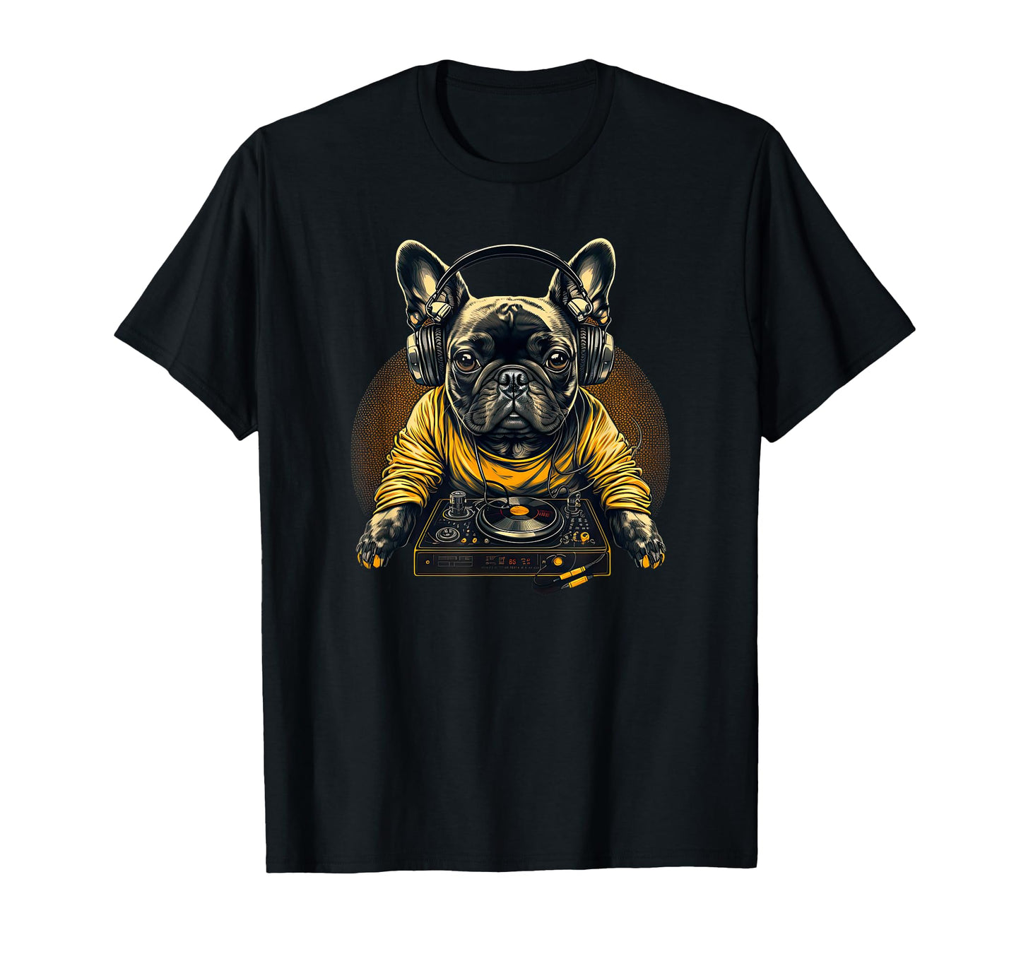 Funny French Bulldog Frenchie DJ Electronic EDM music T-Shirt