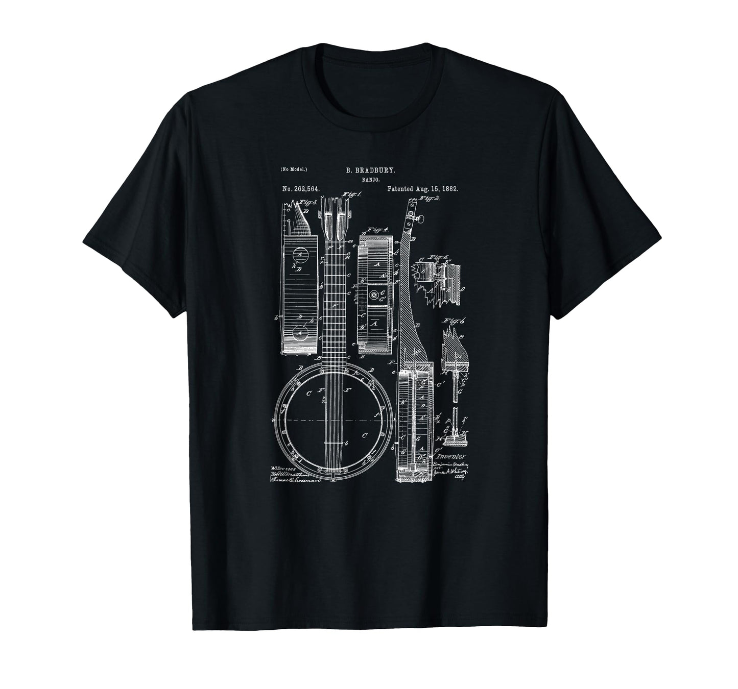 Classic Vintage Patent Print 1882 Banjo Gift T-Shirt