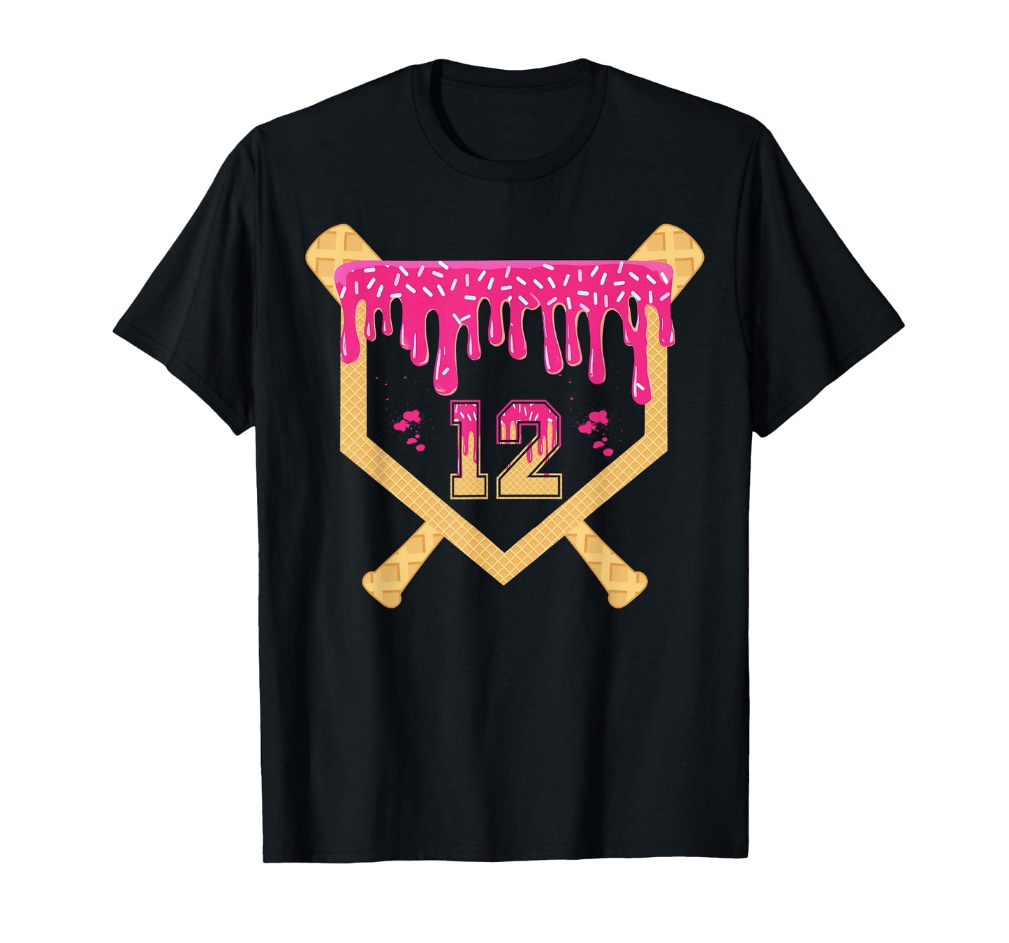 Baseball 12 Year Old Birthday Drip 12th Birthday Ice Cream T-Shirt