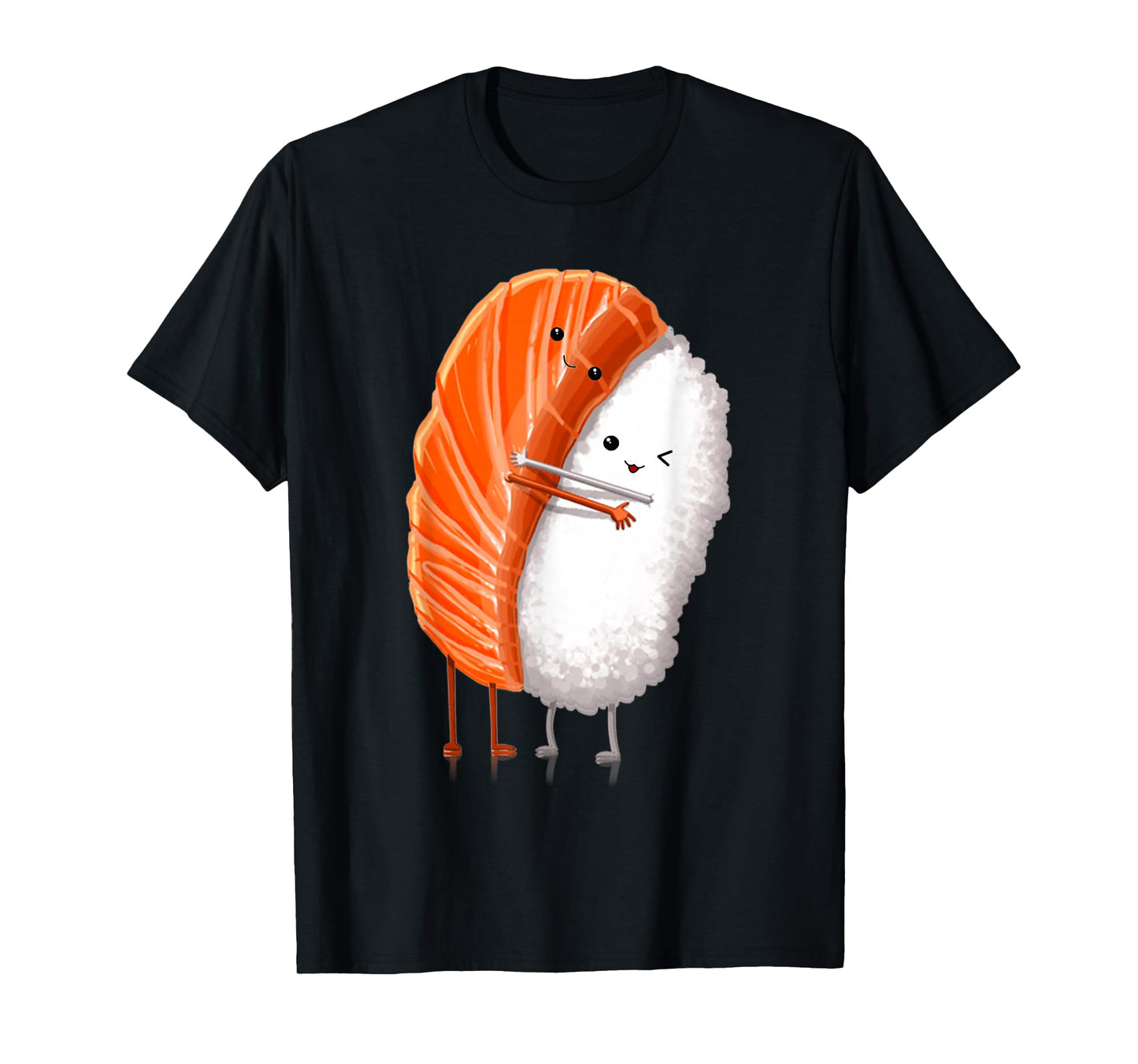 Funny Sushi Hugging Salmon Cute Japanese Sushi Kawaii Food T-Shirt