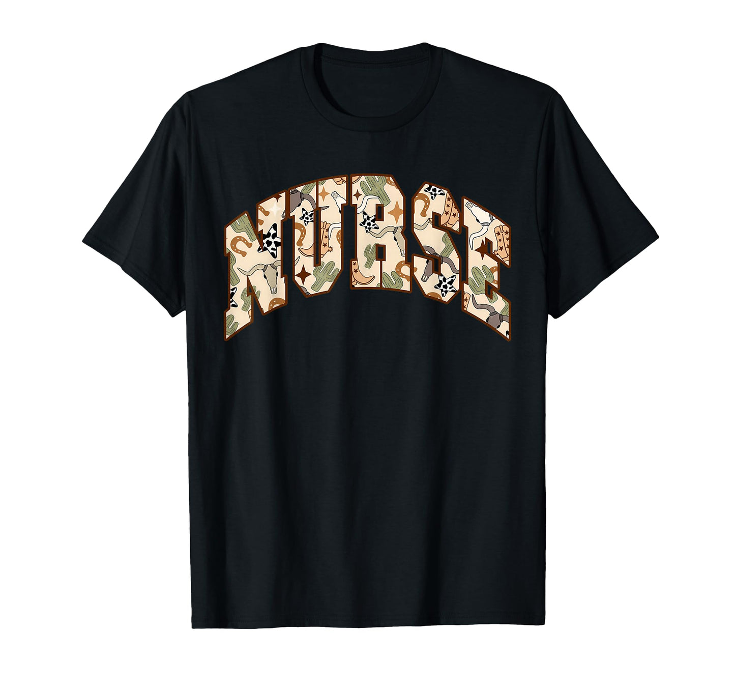 Retro Nurse Country Western Cow Skull Desert Nursing RN T-Shirt