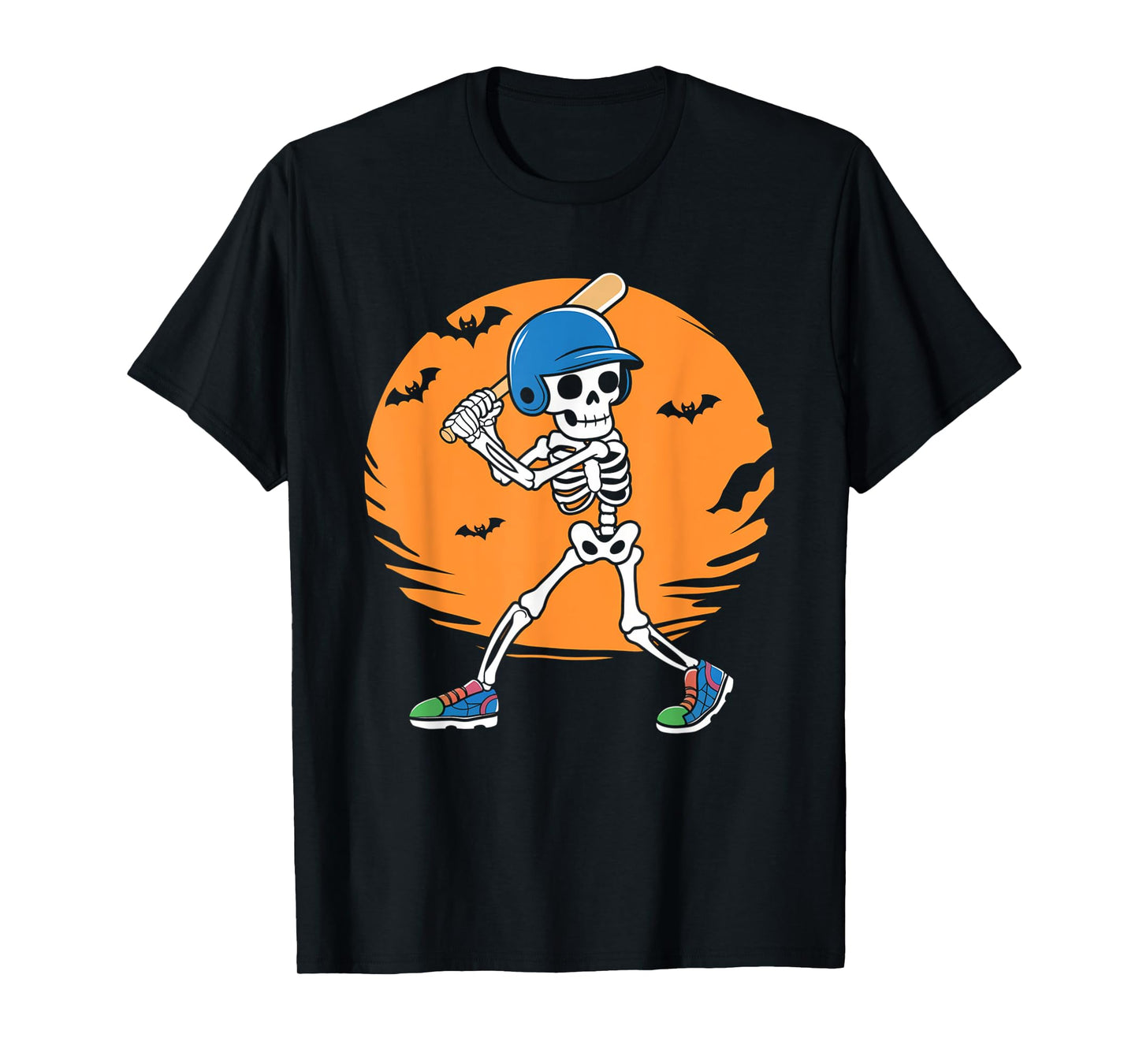 Baseball Skeleton Player Halloween Men Boys Baseball T-Shirt