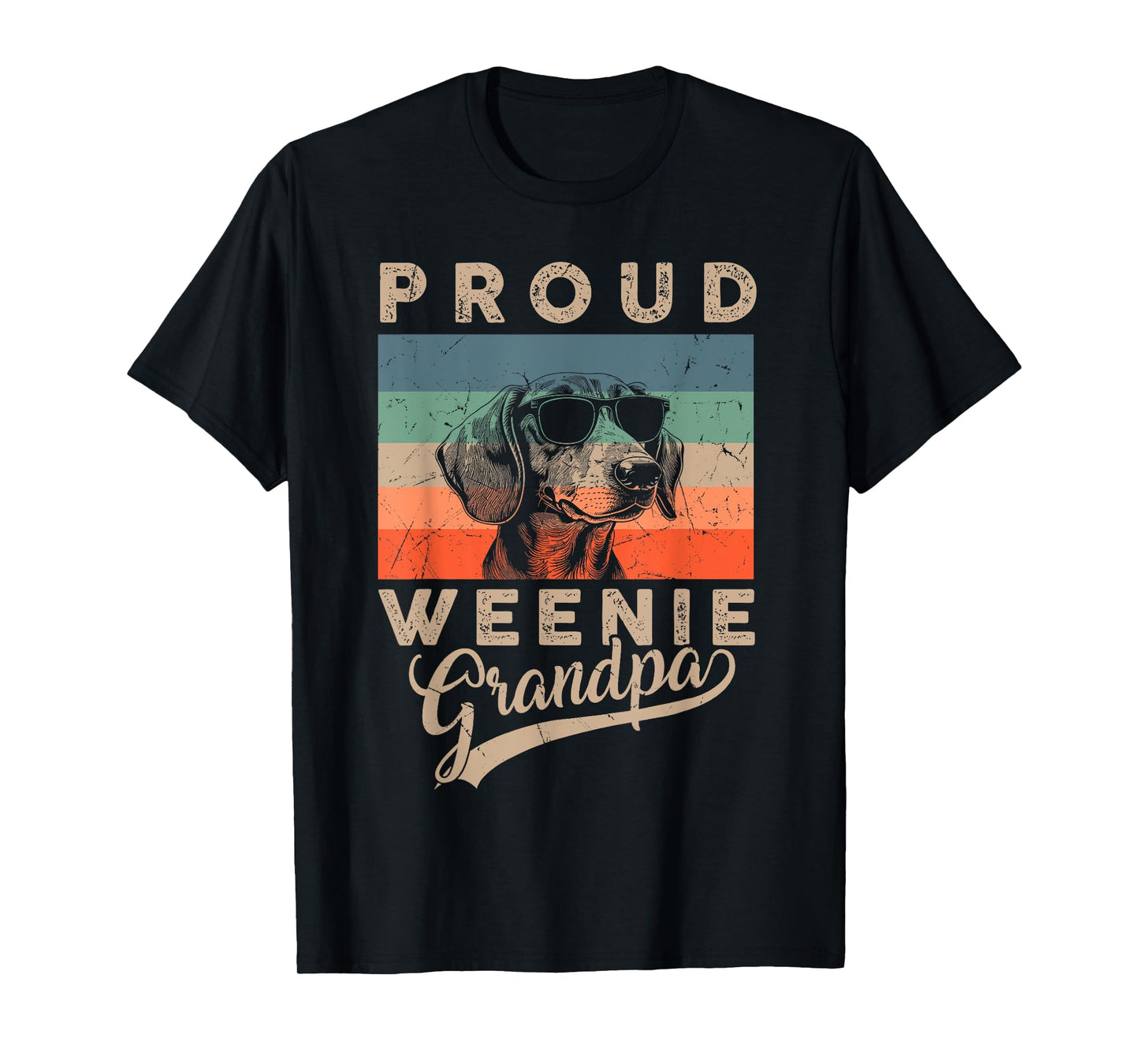 Vintage Proud Weenie Dog Grandpa Dachshund Dog Father's Day T-Shirt for Men Women Kids
