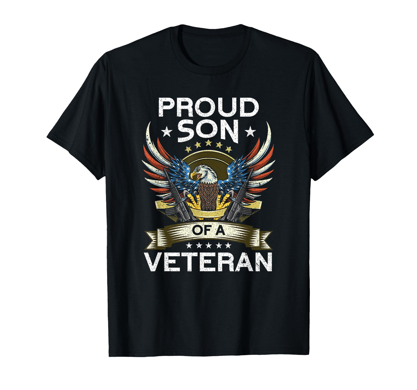 Proud Son Of A Veteran | USA Flag Proud American Veteran Son T-Shirt