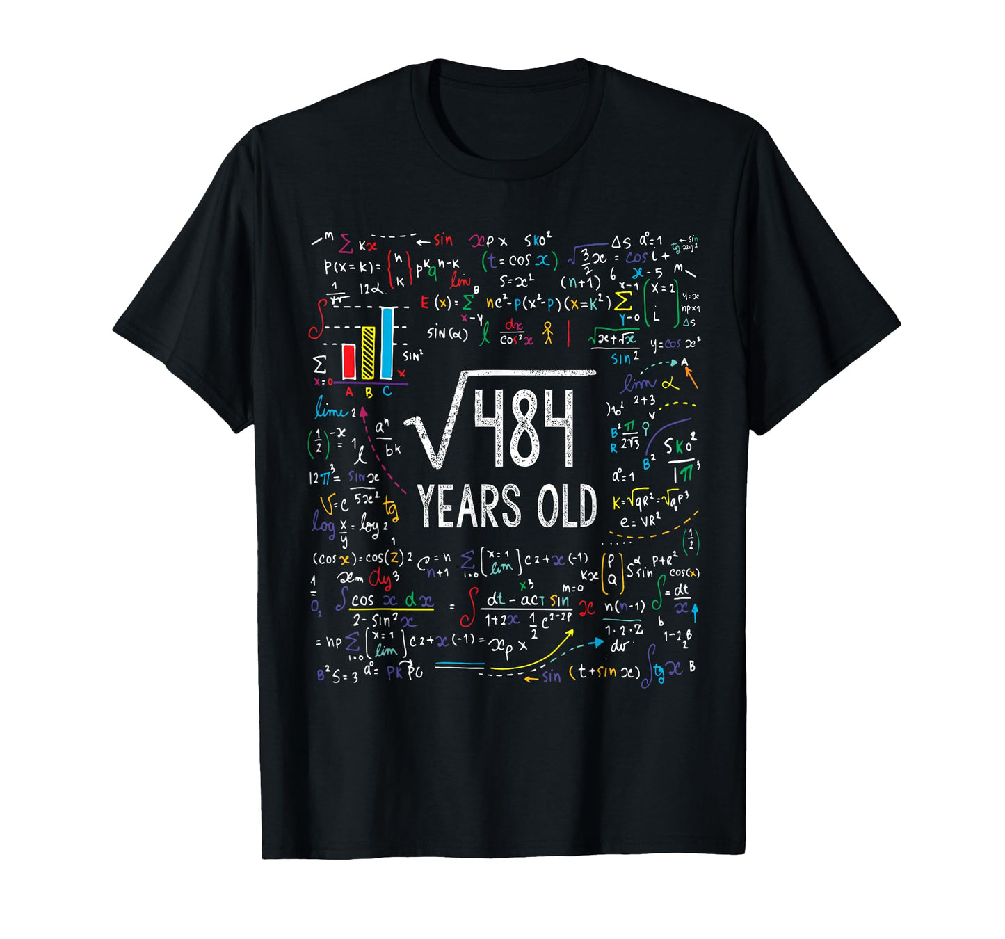 Square Root Of 484 22nd Birthday 22 Year Old Gifts Math Bday T-Shirt