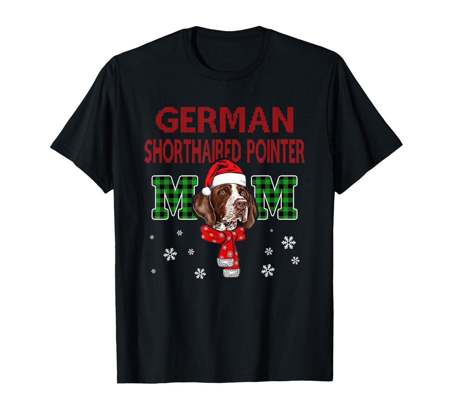 Christmas GSP Mom Plaid Santa Hat Cute Dog Lover T-Shirt