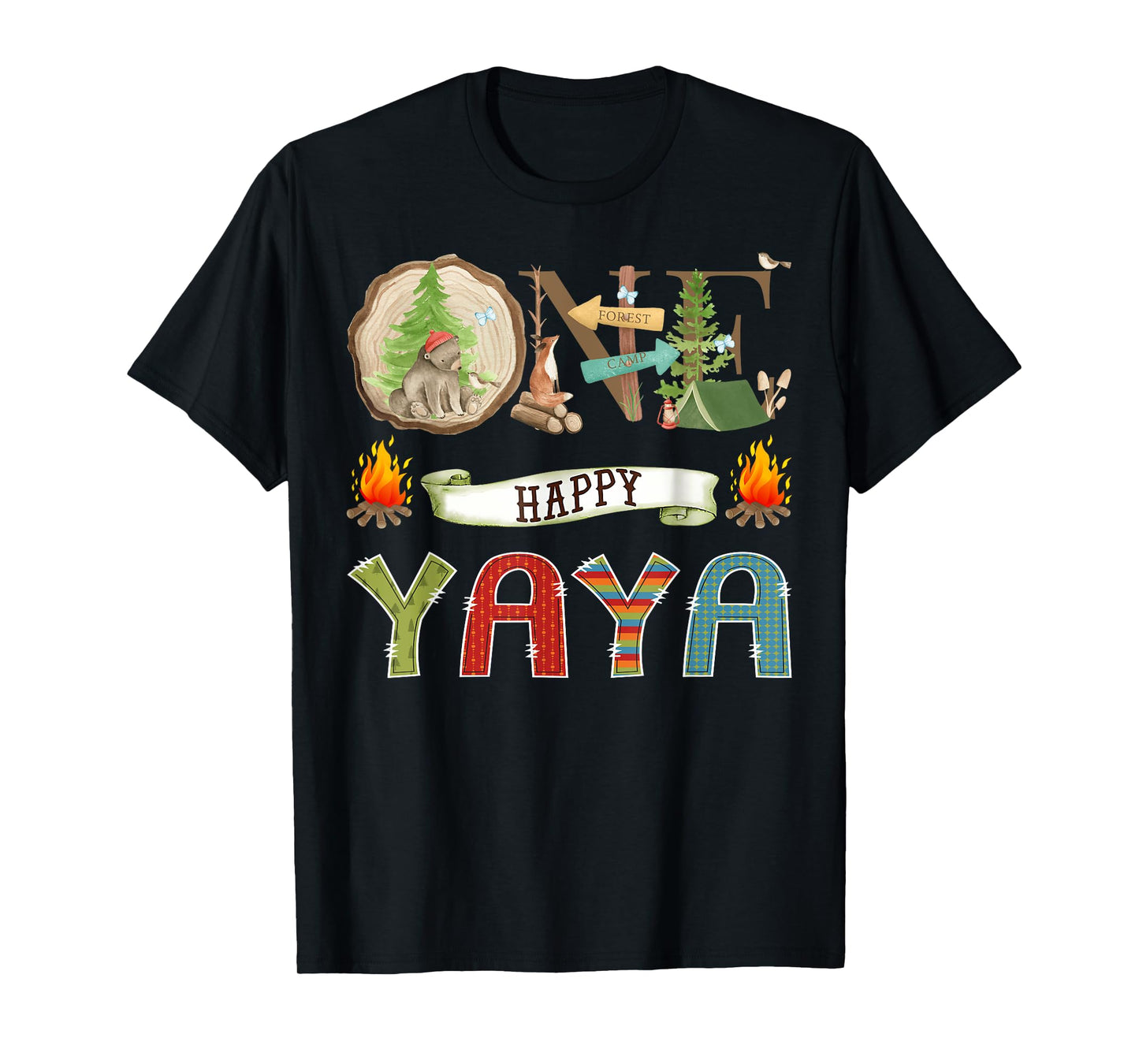 One Happy Yaya Camper 1St Birthday Camping Bear T-Shirt