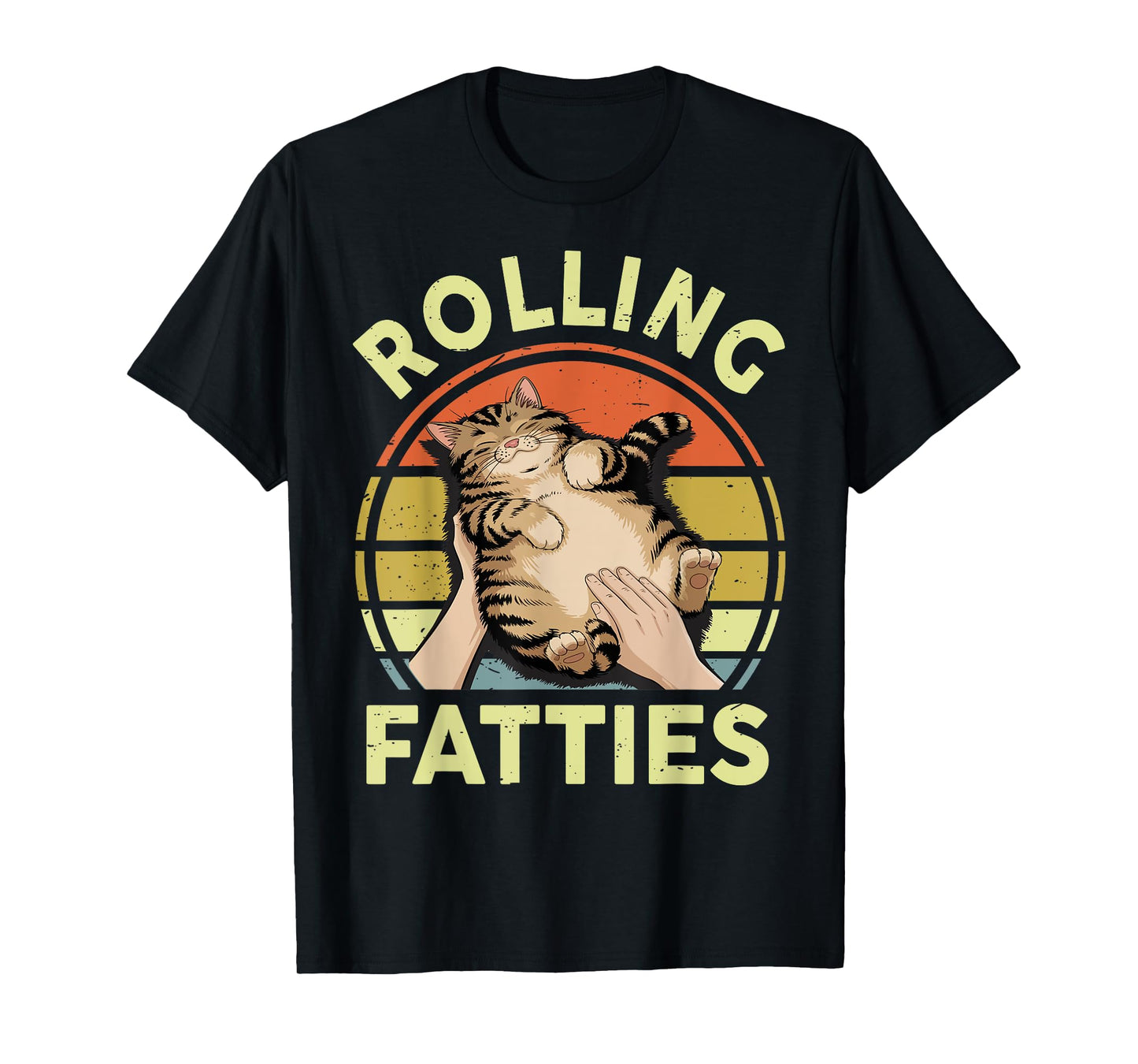 Cat-Shirt Rolling Fatties Funny Tabby Kitten Men Women Retro T-Shirt