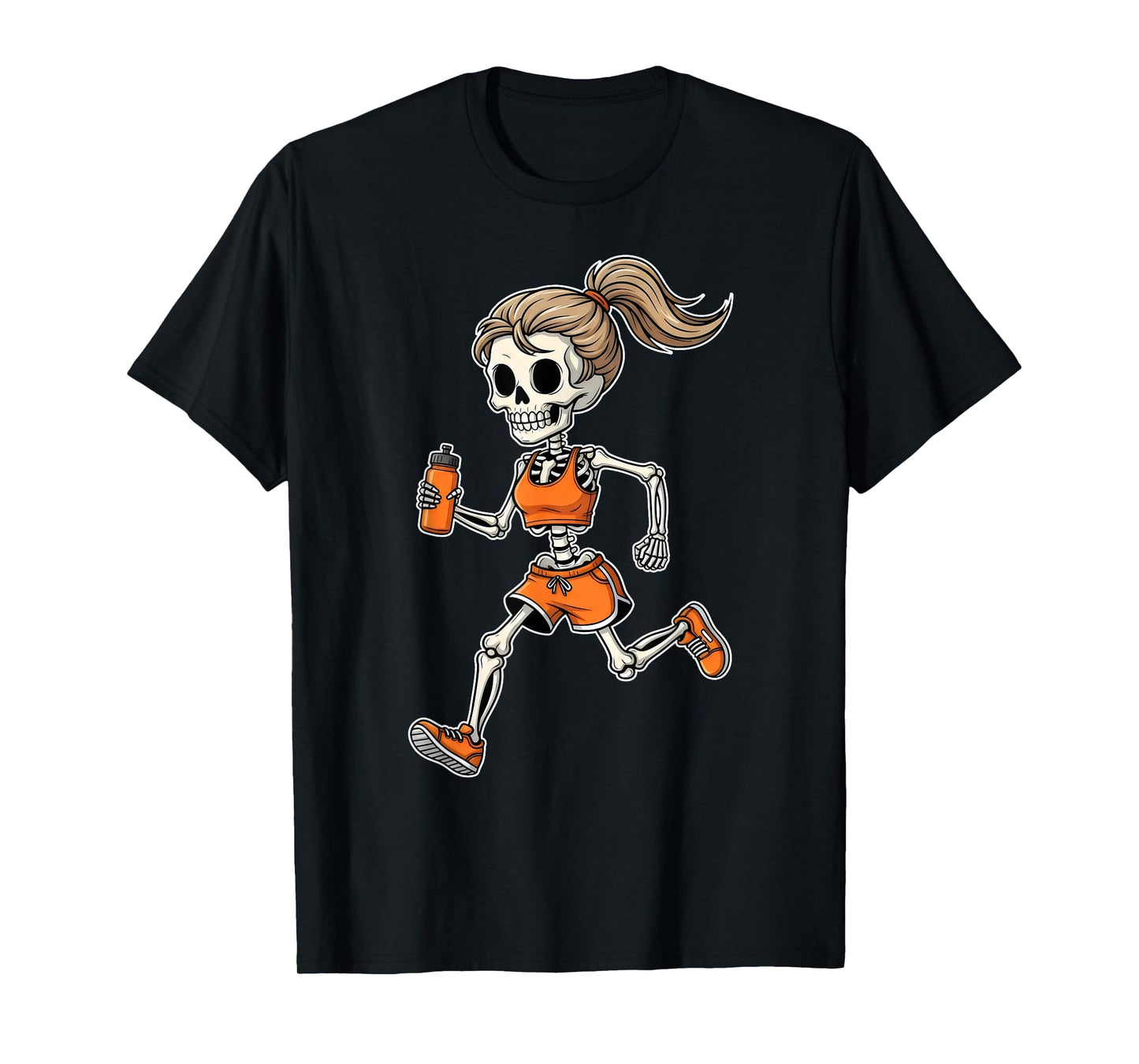 Running Skeleton Halloween Costume Spooky Runner Women Men T-Shirt