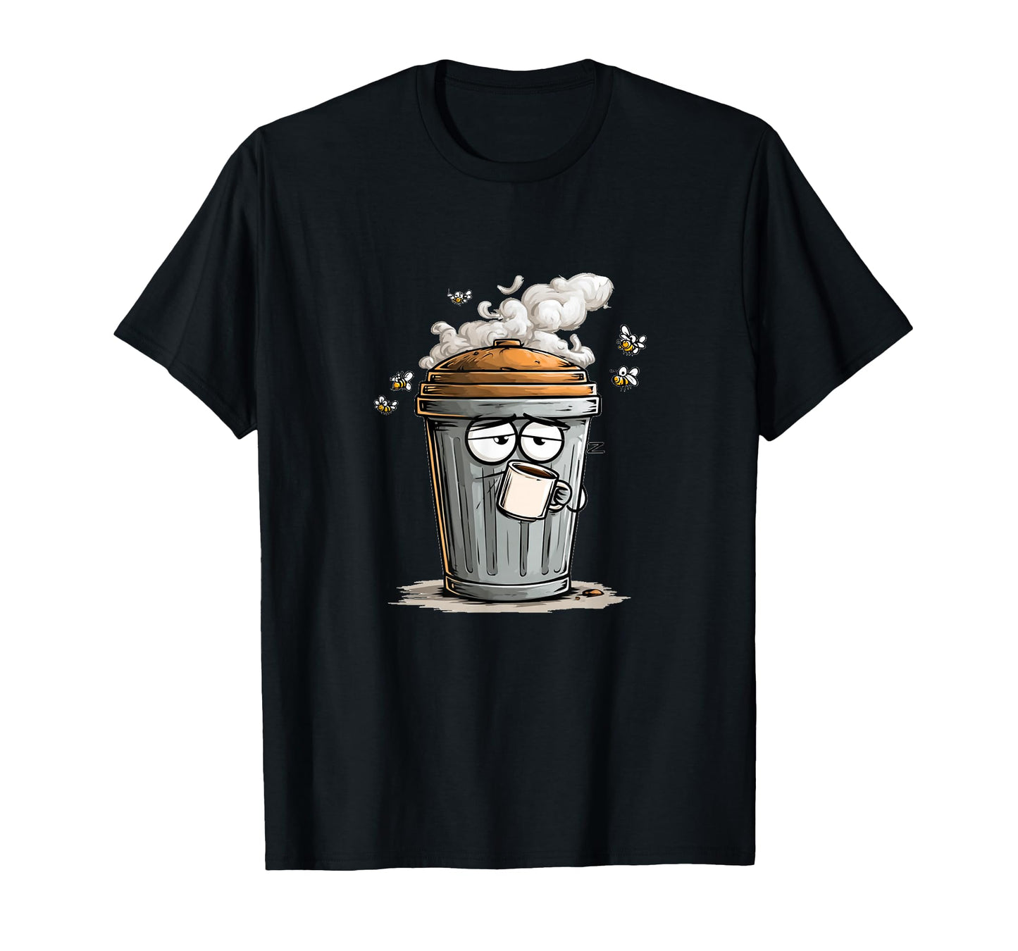 Awesome Trash Can Graphic with Coffee T-Shirt