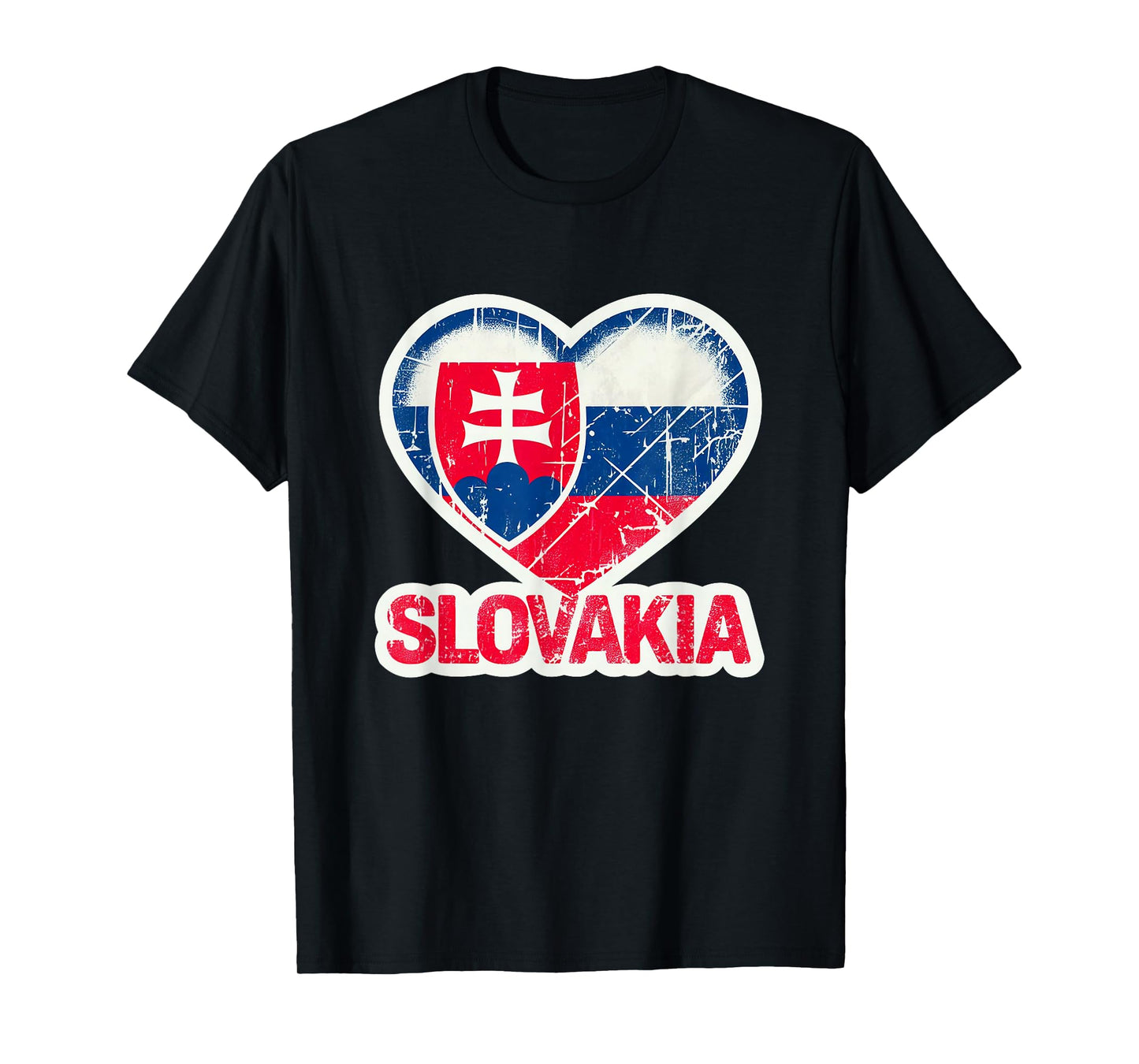 Vintage Slovakia Banner Fan Slovak Republic Flag Heart Retro T-Shirt