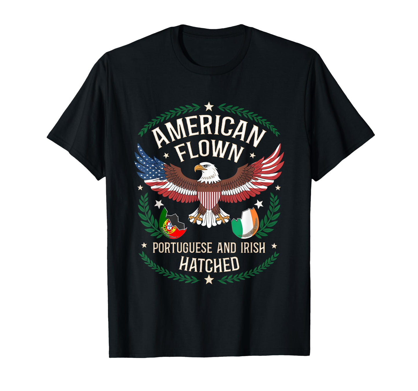 American Flown - National Flag Hatched Portuguese Irish T-Shirt