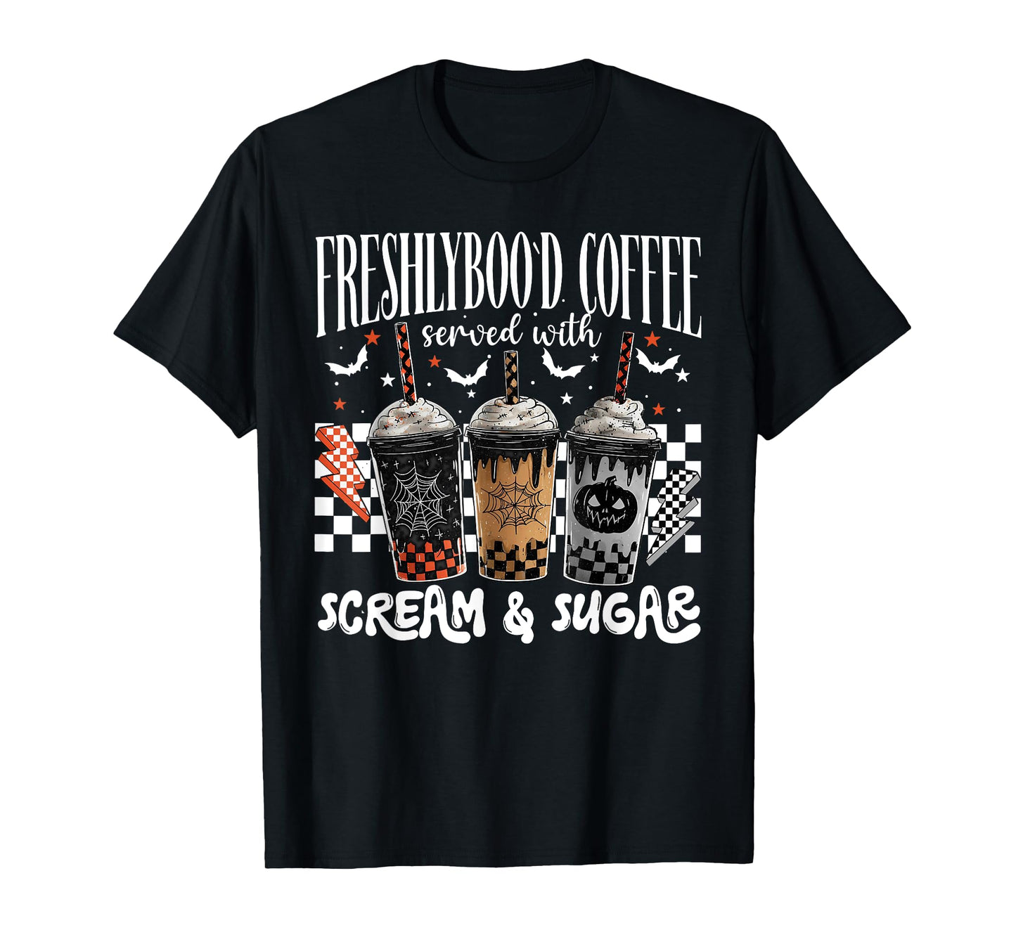 Halloween Freshlyboo'd Coffee Scream & Sugar Spooky Season T-Shirt