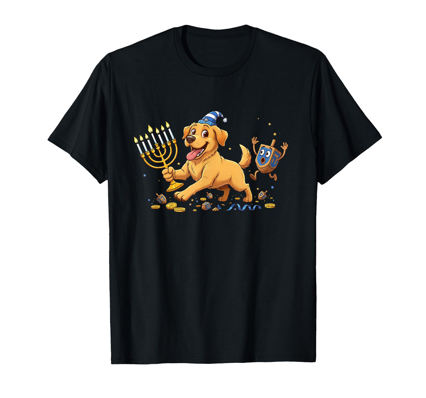 Labrador Retriever Dreidel Menorah Hanukkah Kids Womens Mens T-Shirt