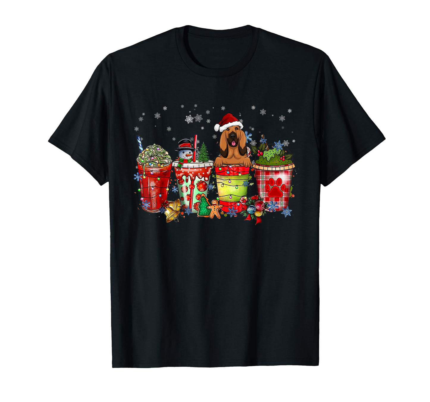 Cute Blood Hound Dog Christmas Coffee Pajamas Xmas T-Shirt