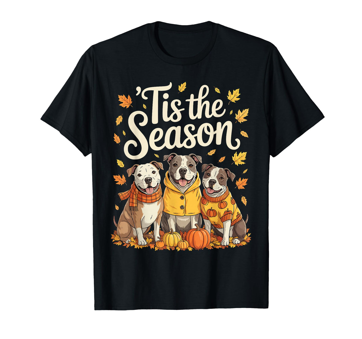 Tis The Season Pit Bull Fall Autumn Pumpkin Pittie Dog T-Shirt