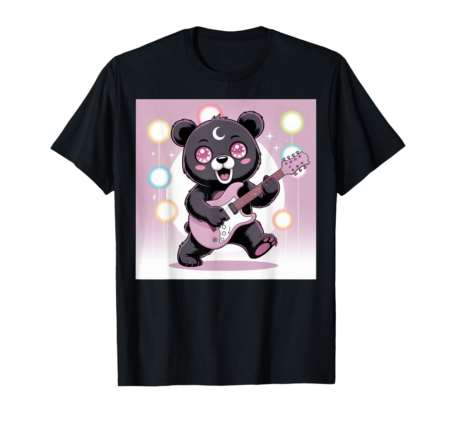 Bear Guitar Rock and Roll Kawaii Goth Girl Clothes Pink Goth T-Shirt