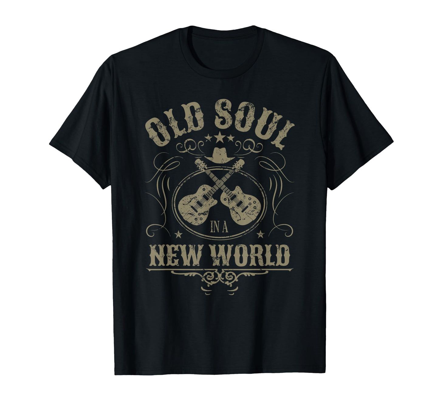 Old Soul in a New World Country Bluegrass Music Guitar Fan T-Shirt