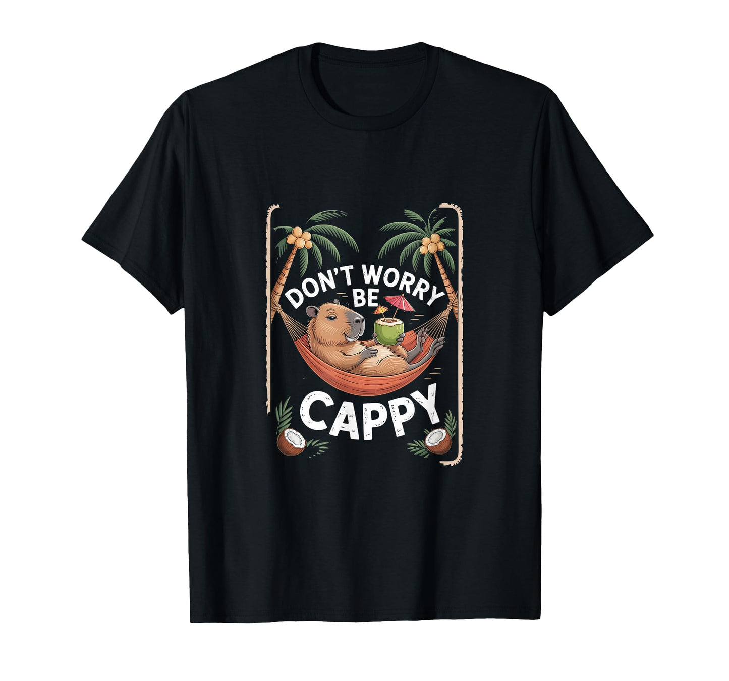 Capybara Hammock Coconut Palm Tree Vacation Vibes T-Shirt