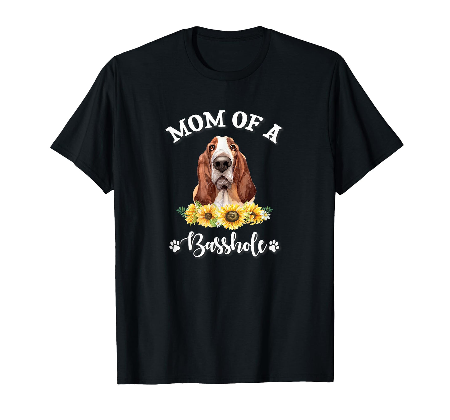 Cute Womens Girls Sunflowers Mom Basset Hound Dog Lover T-Shirt