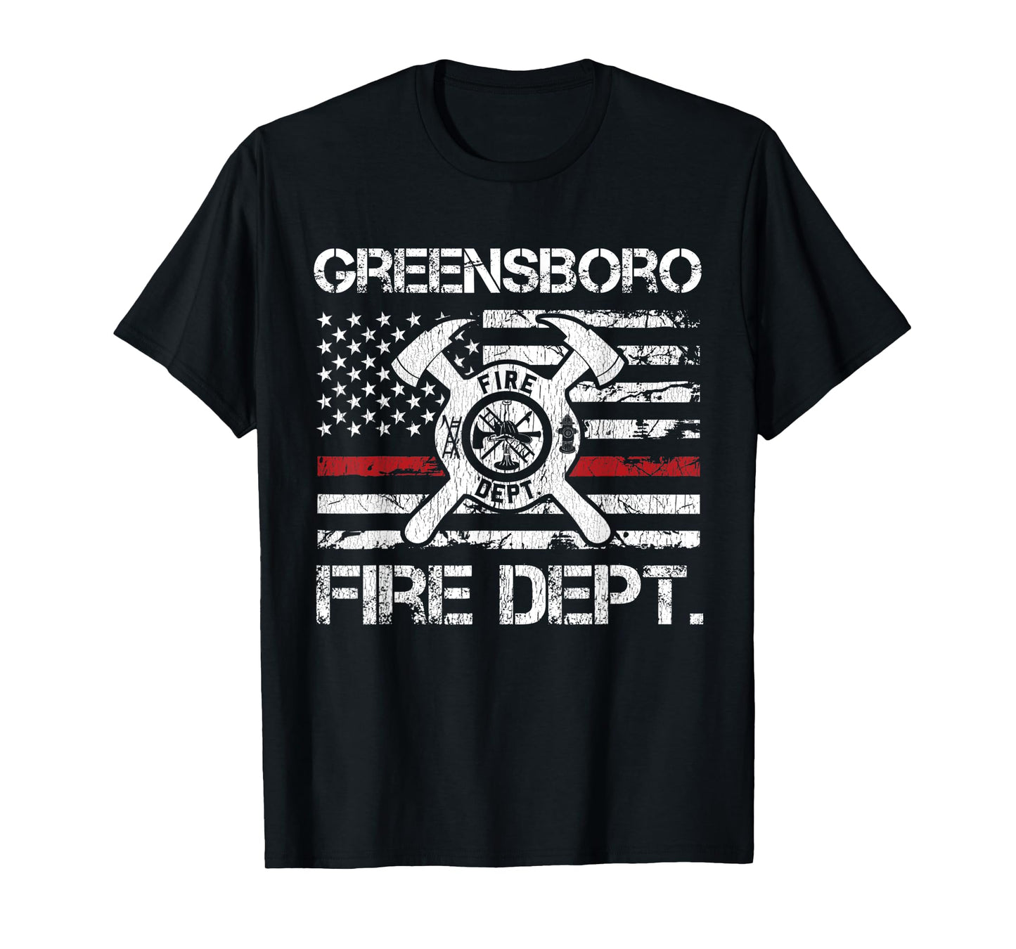 Greensboro North Carolina Fire Department Thin Red Line T-Shirt