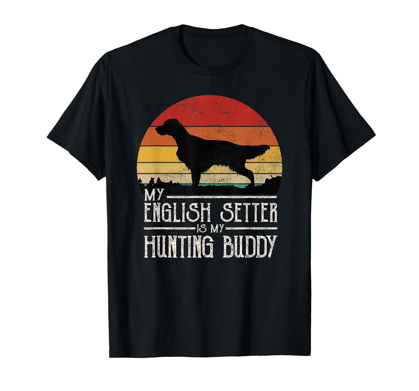Vintage Sunset Hunting Dog English Setter T-Shirt for Men Women Kids