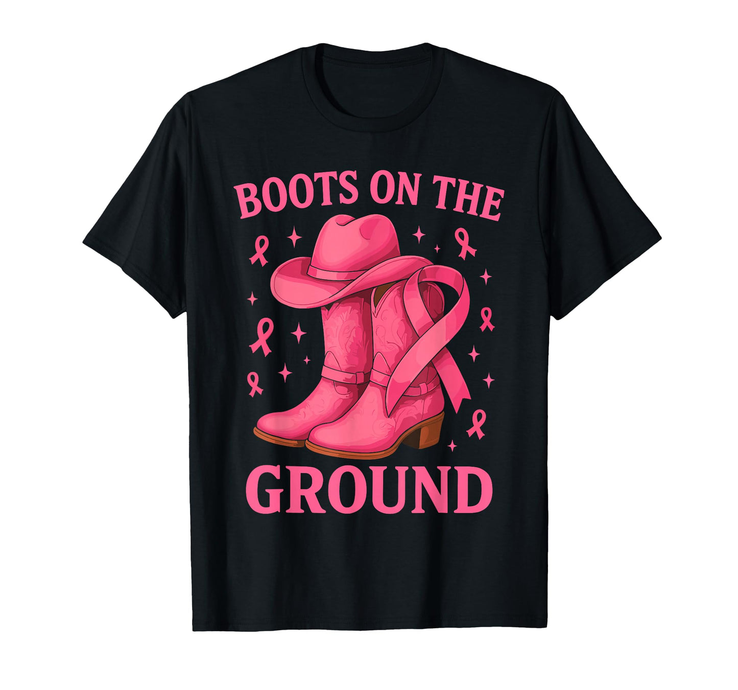 Breast Cancer Shirts for Women, Cowgirl Boots On The Ground T-Shirt
