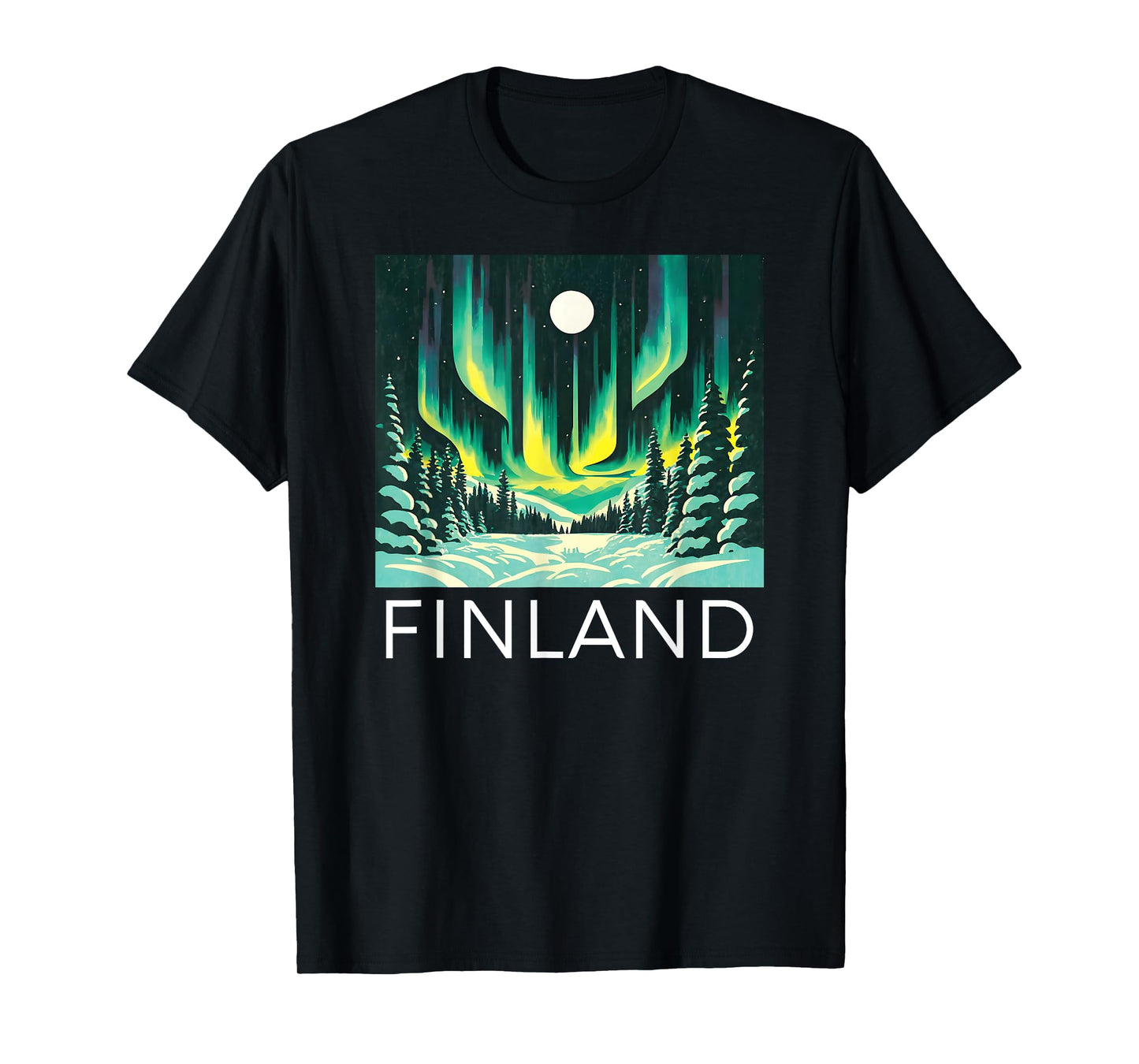 Finland Northern Lights Retro Helsinki Finnish Lapland Snow T-Shirt