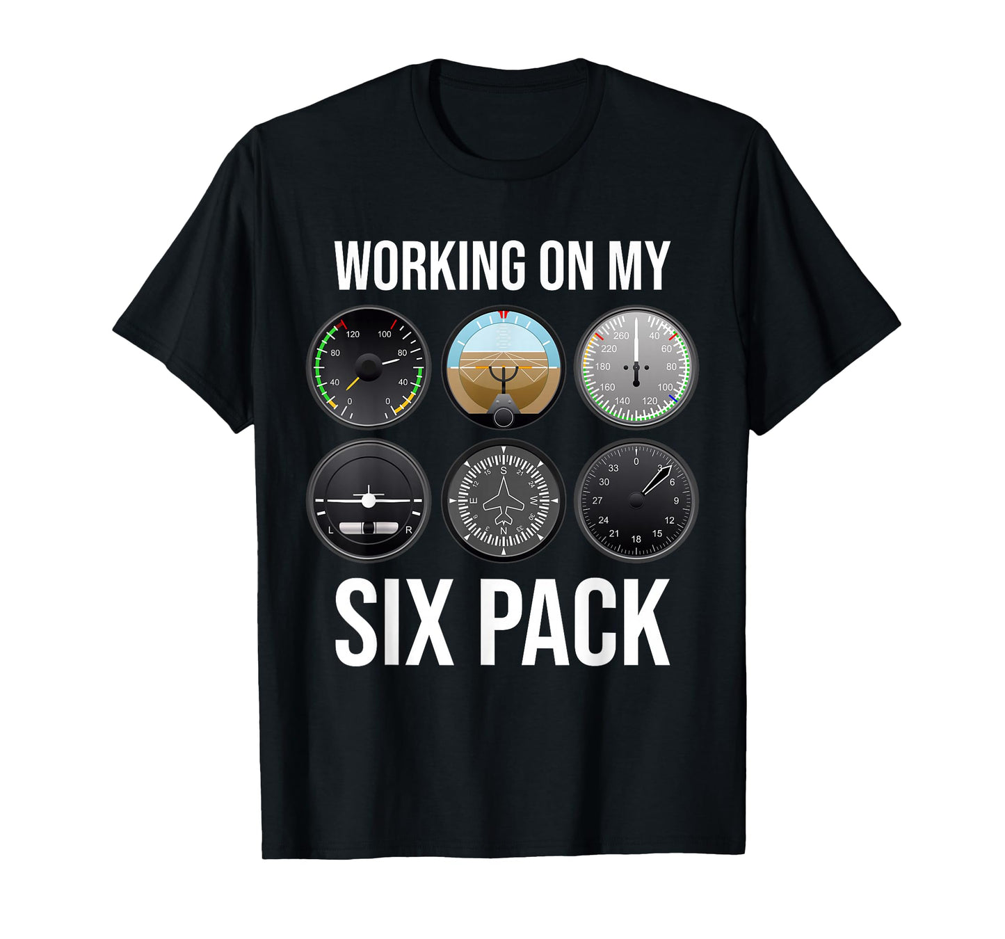Working On My Six Pack Funny Pilot Aviator Aviation Airline T-Shirt