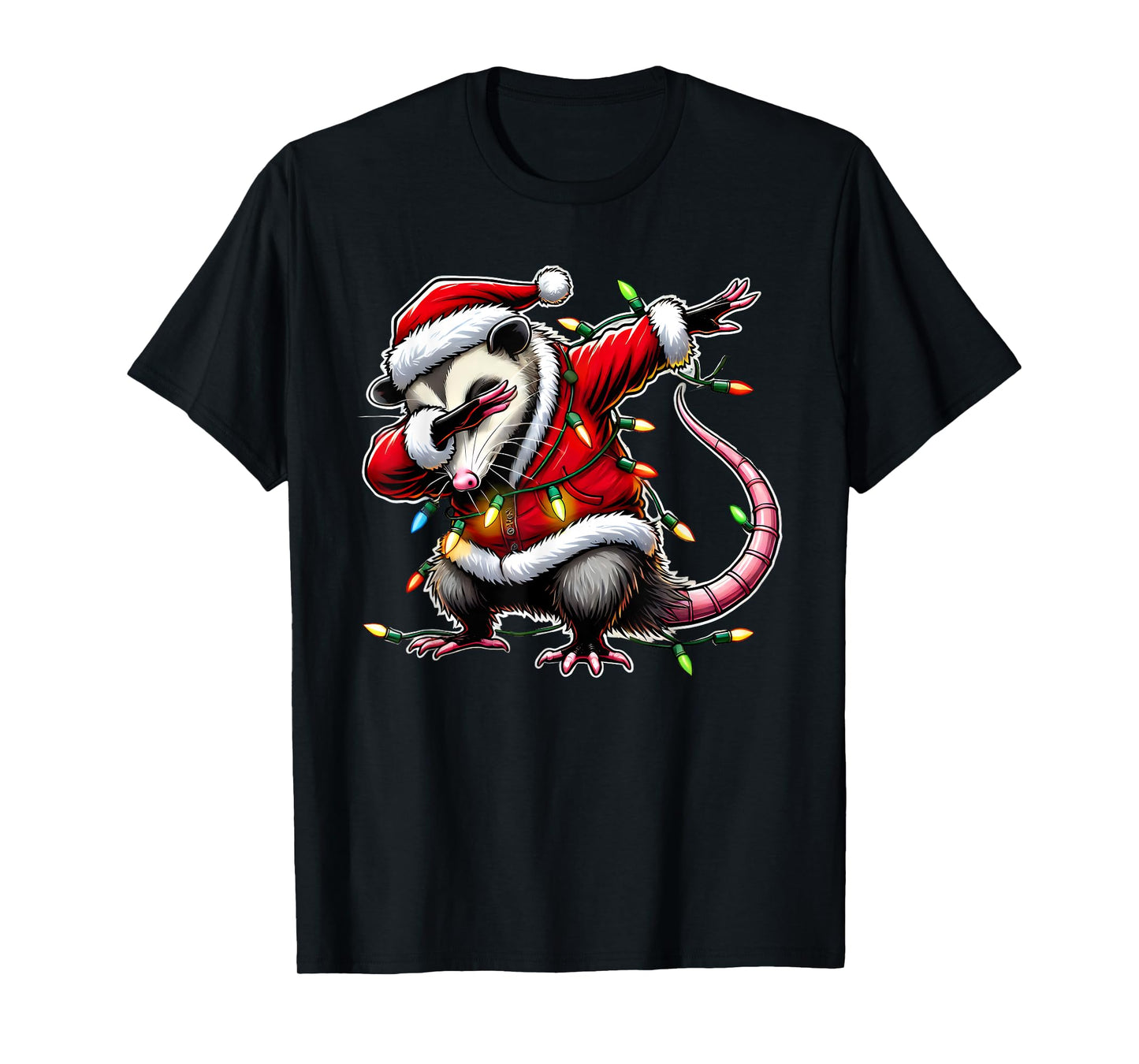 Christmas Santa Costume Dabbing Opossum Xmas Lights Kids Dab T-Shirt