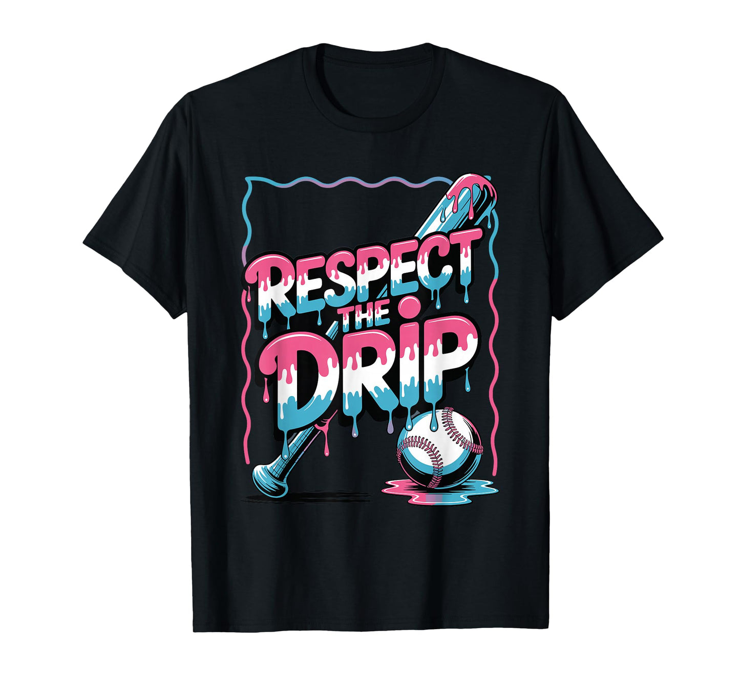 Respect The Drip Baseball Bat Ball Ice Cream Boys Kids T-Shirt