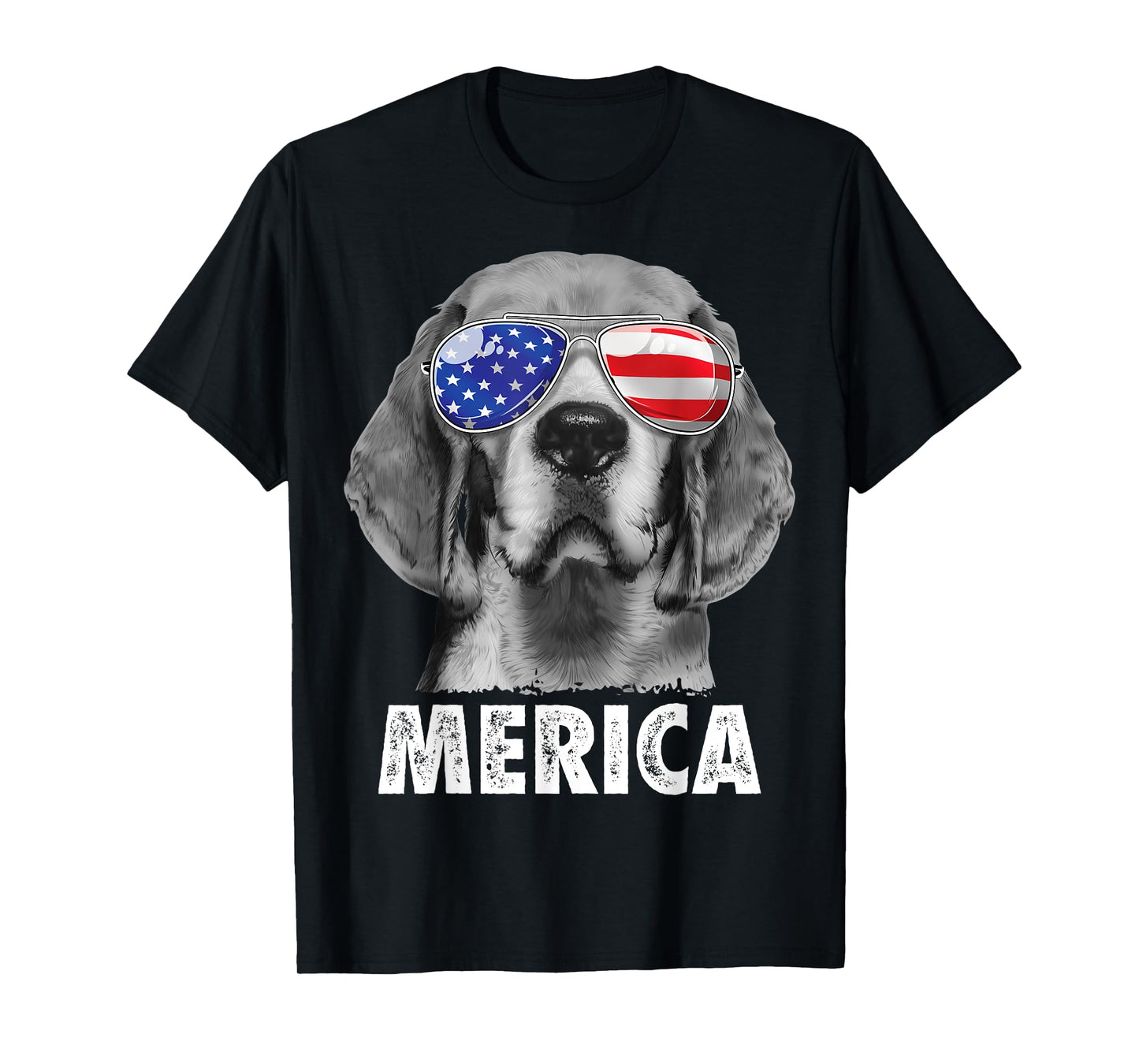 Beagle 4th of July Merica Sunglasses Men USA American Flag T-Shirt