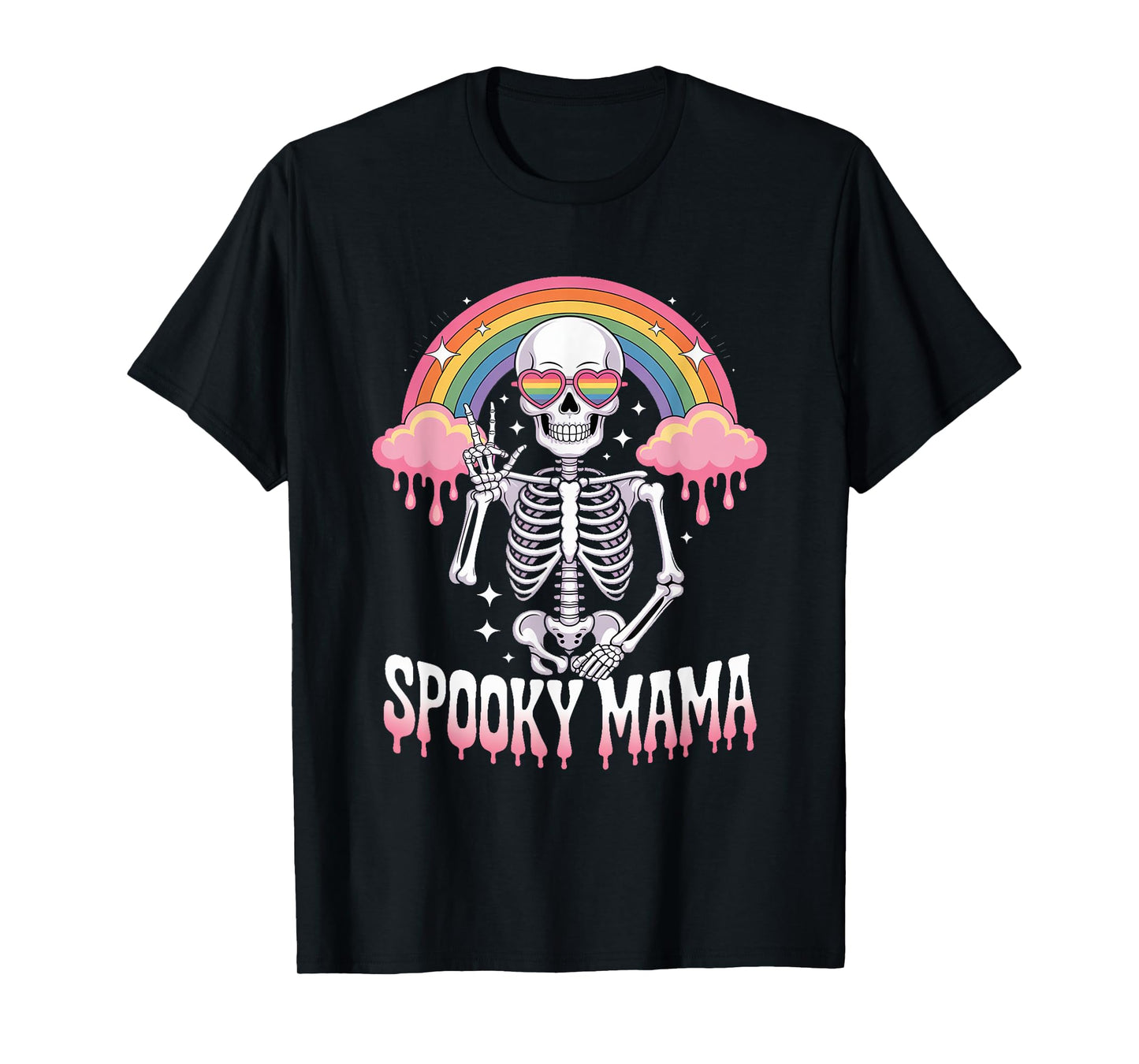 Spooky Mama Rainbow Skeleton Halloween T-Shirt