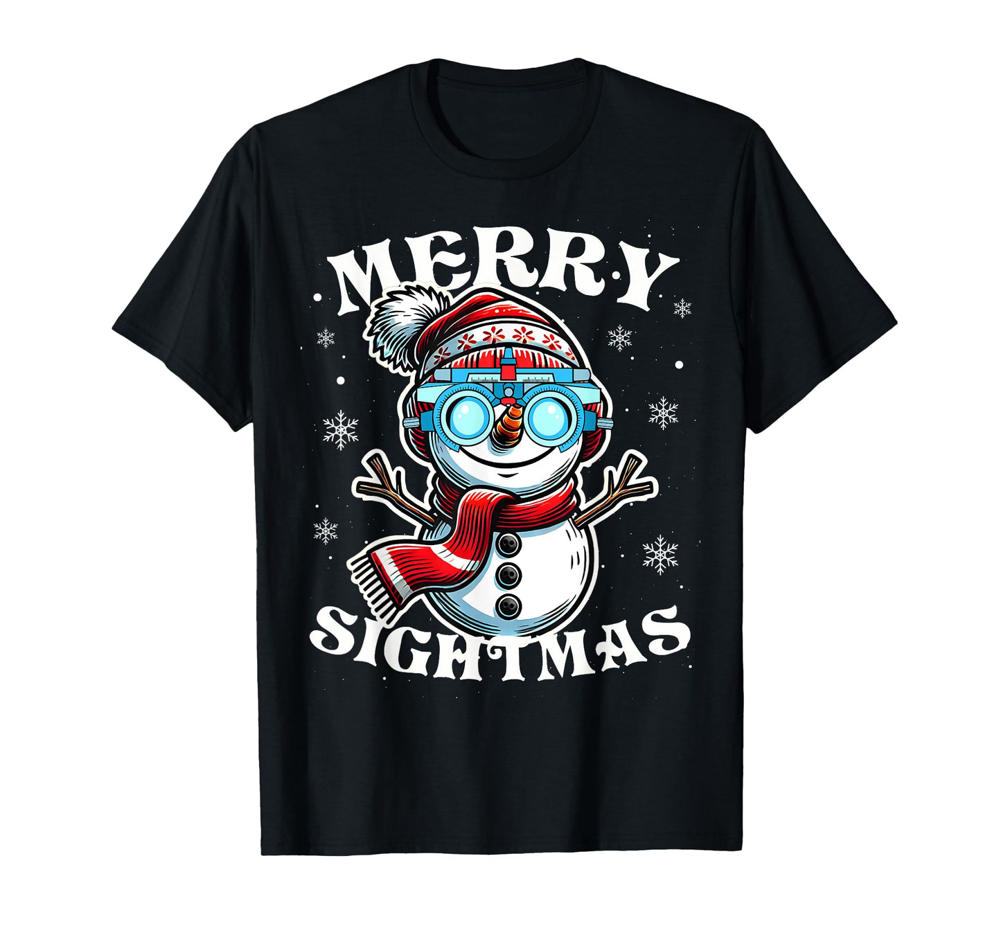 Merry Sightmas Snowman Optometry Christmas Shirt Eye Doctor T-Shirt