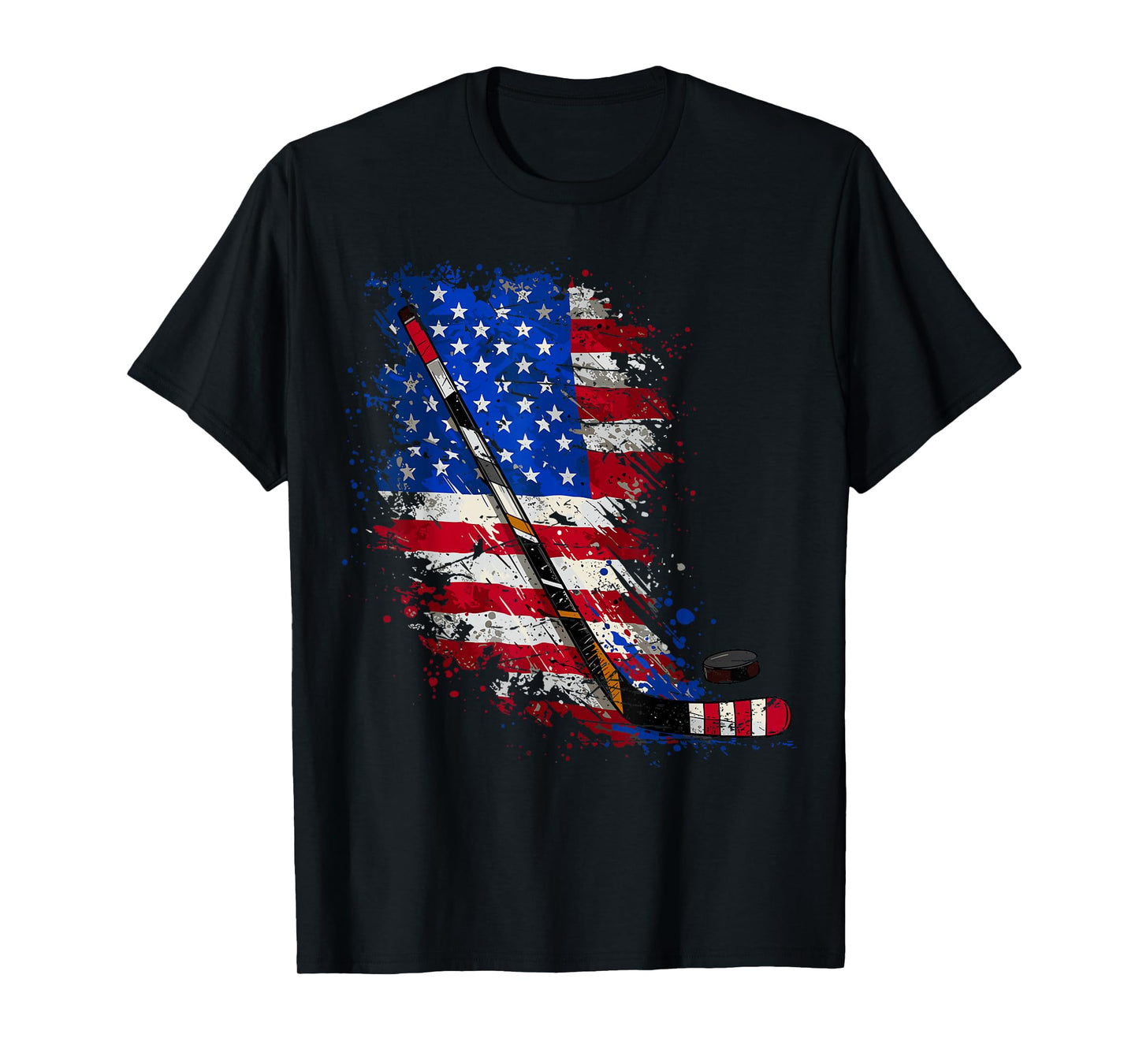 Hockey American Flag 4th of July T-Shirt