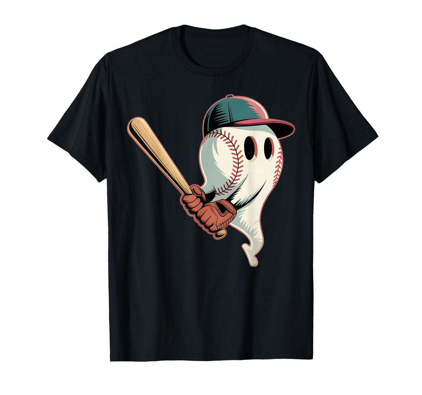 Baseball Swinging Ghost Halloween Costume Design T-Shirt