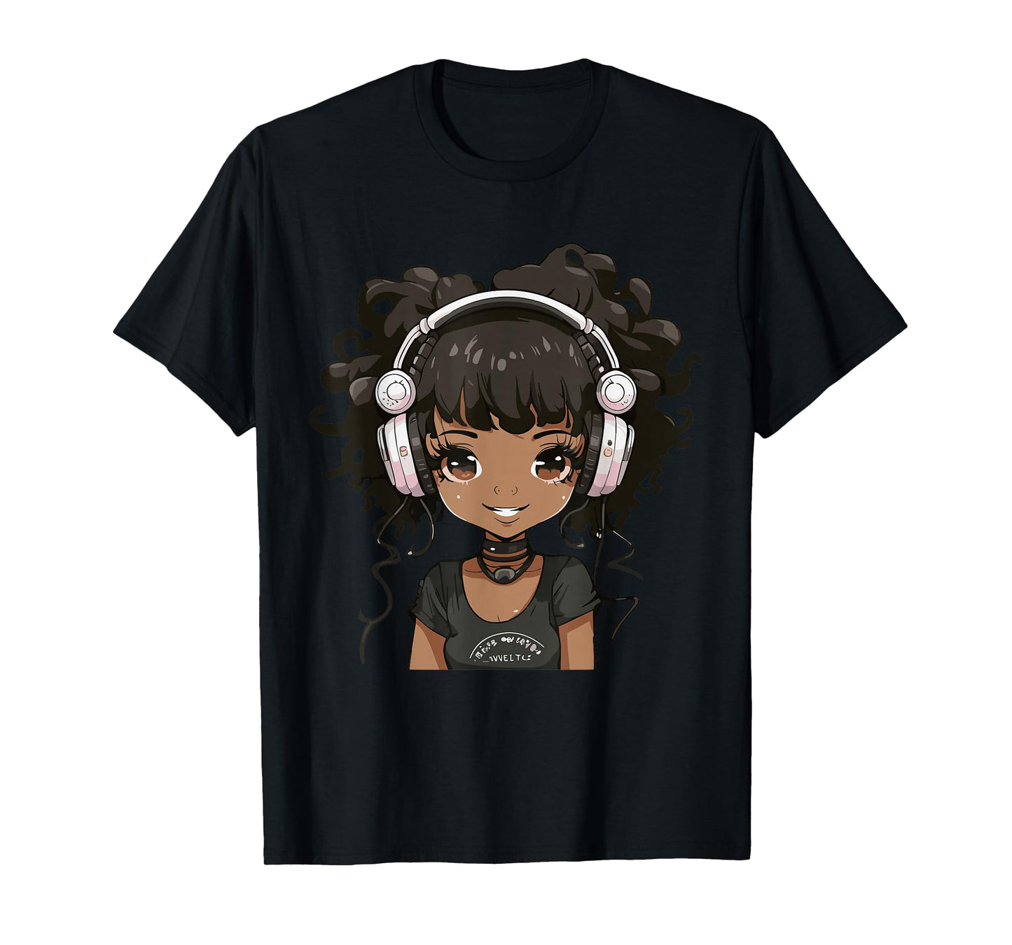 Anime and Music Black Girl Anime Merch Afro African American T-Shirt