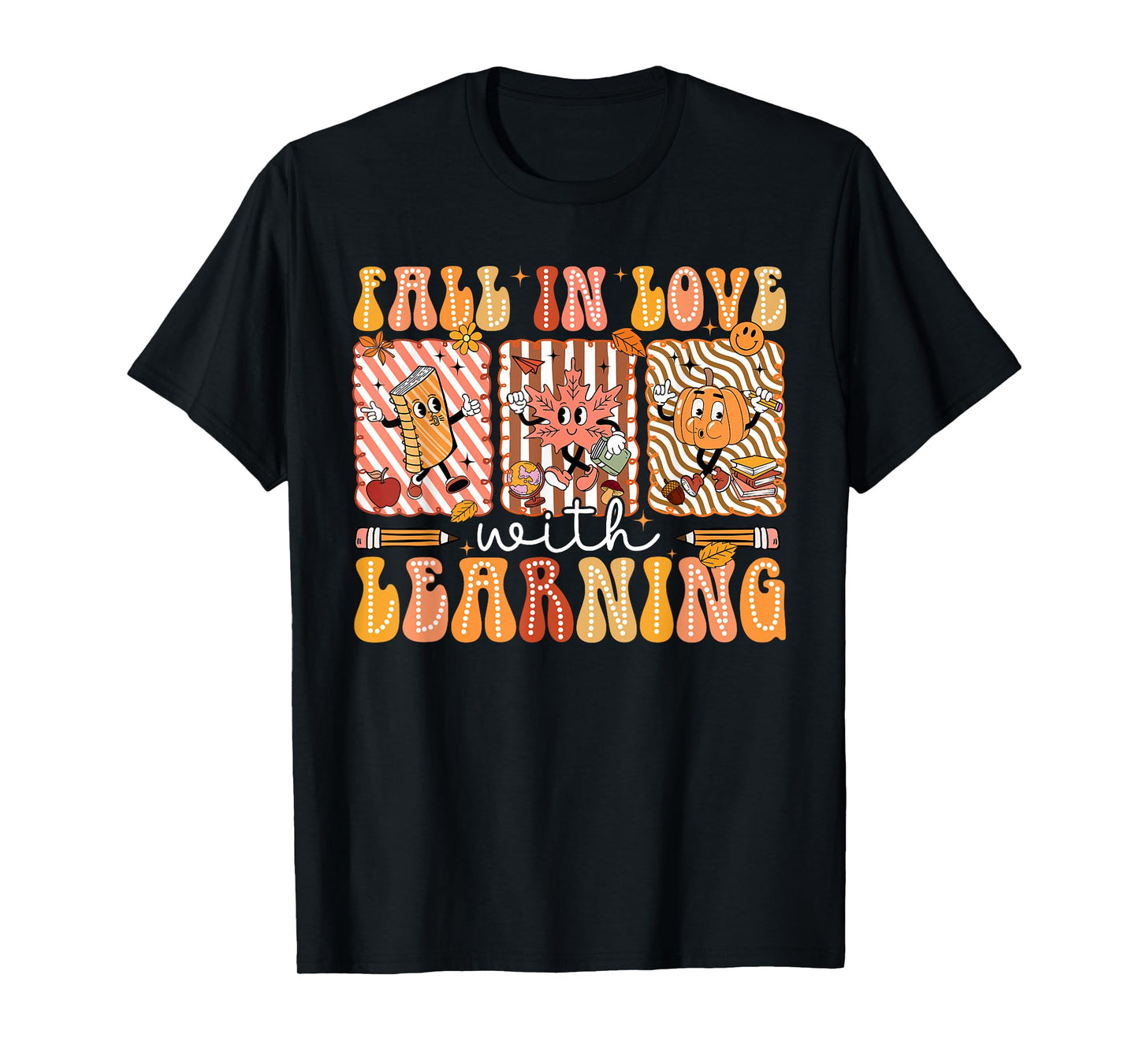 Preppy Fall In Love With Learning Pumpkin Teacher Men Women T-Shirt