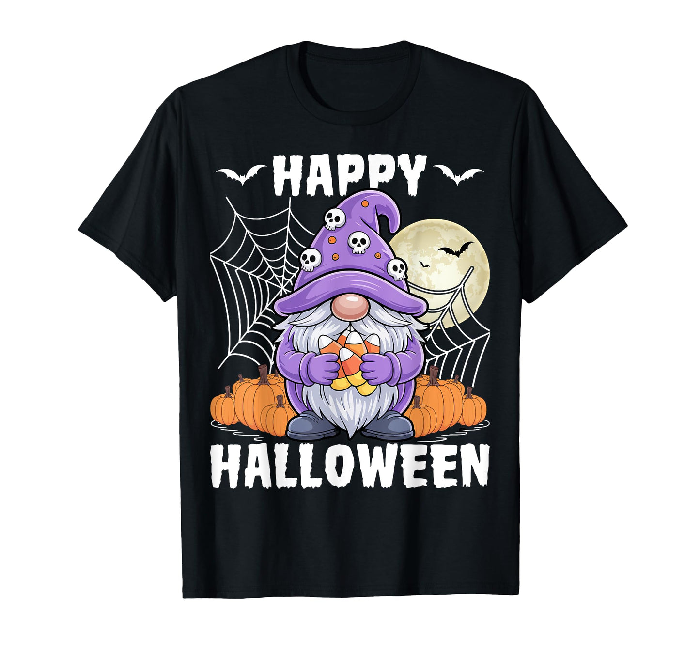 Happy Halloween Spooky Ghost Witches Candy Corn Gnome T-Shirt